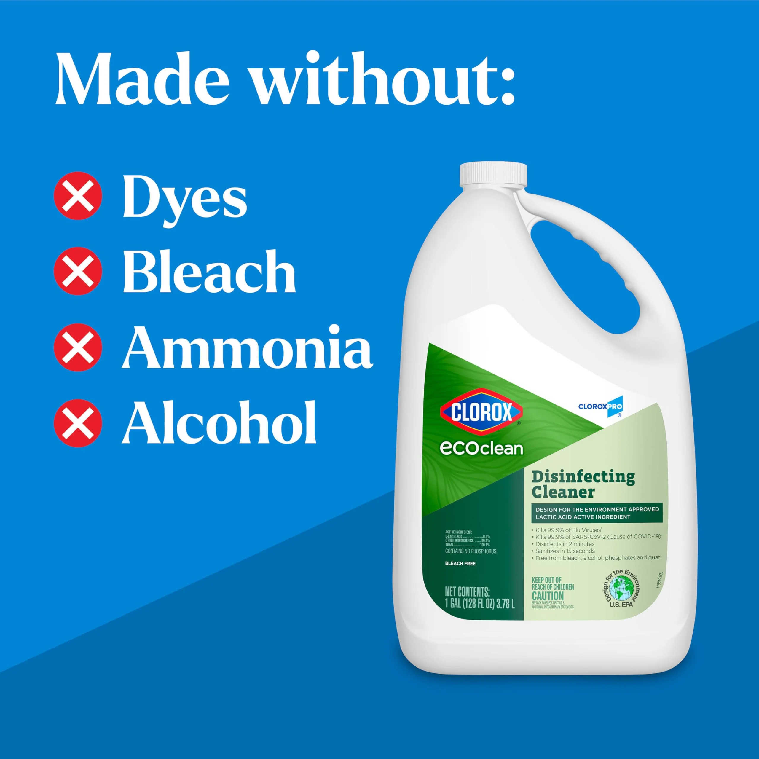 Clorox CloroxPro EcoClean Disinfecting Cleaner Refill, 128 Fluid Ounces - Image 14