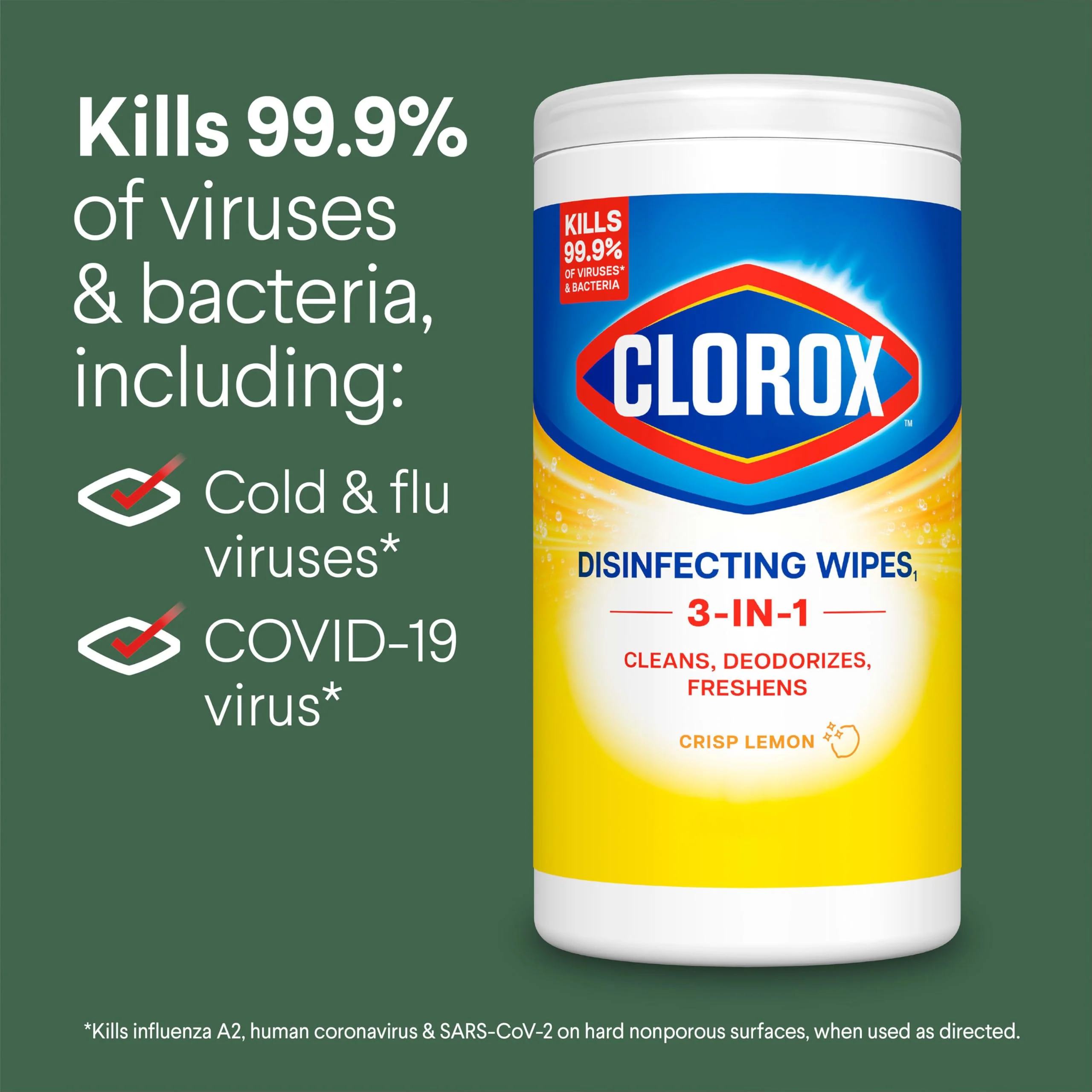 Clorox Disinfecting Cleaning Wipes for Spring Cleaning & Allergy Season, Bleach Free, Fresh Scent and Crisp Lemon, 75 Count Each, Pack of 2 - Image 5
