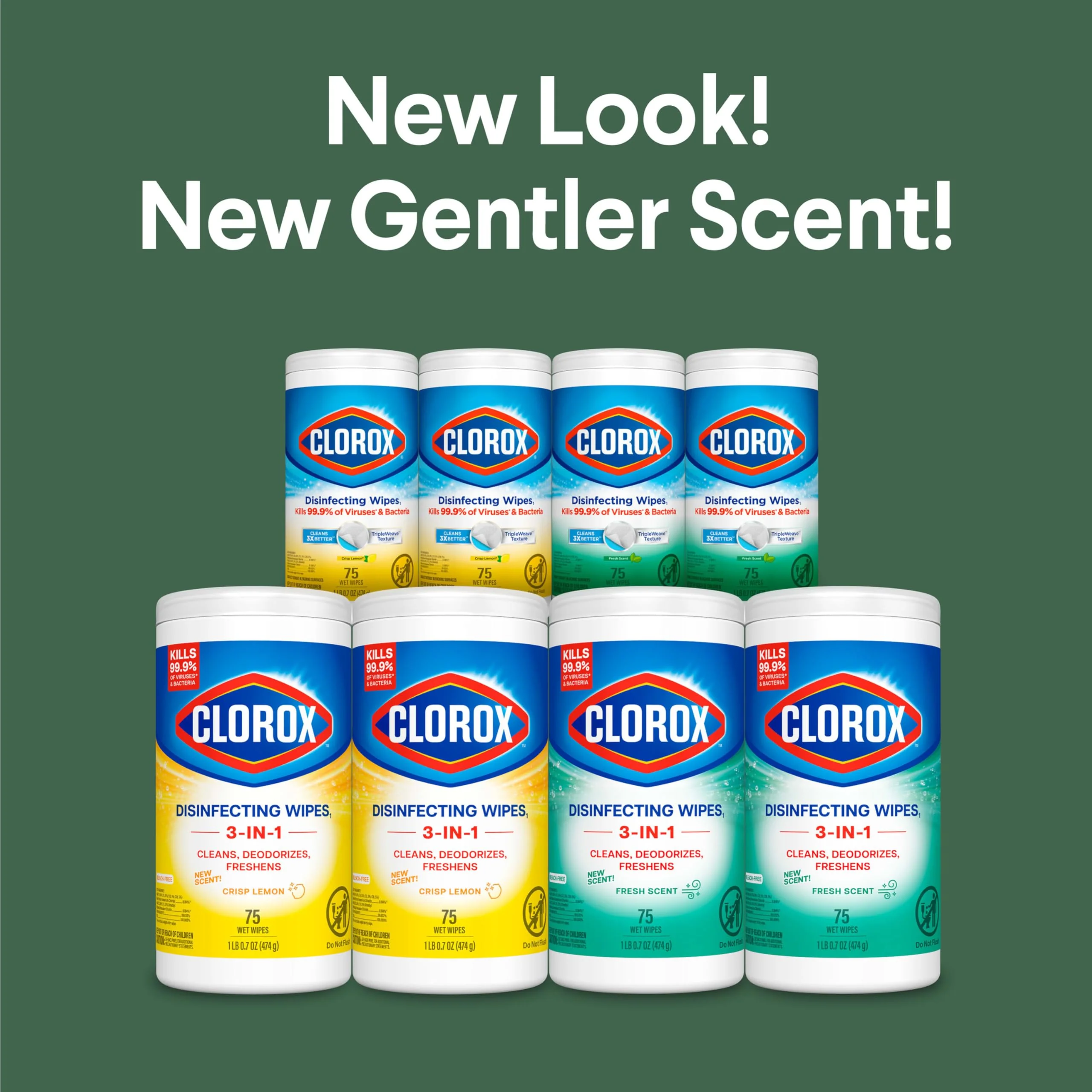 Clorox Disinfecting Cleaning Wipes for Spring Cleaning & Allergy Season, Bleach Free, Fresh Scent and Crisp Lemon, 75 Count Each, Pack of 4 - Image 9