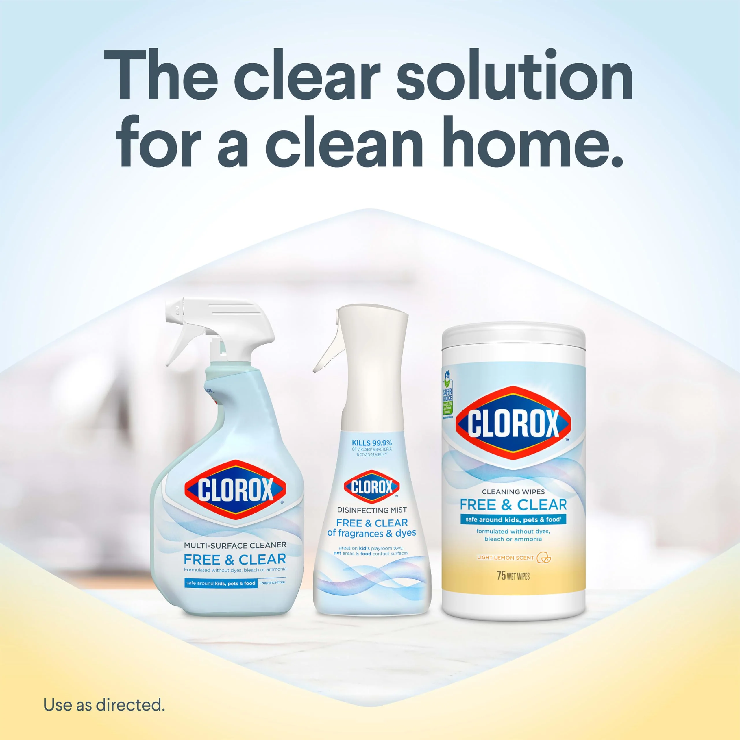 Clorox Free & Clear Cleaning Wipes, Light Lemon Scent, 75 Count, Pack of 3 (Pack May Vary) - Image 5