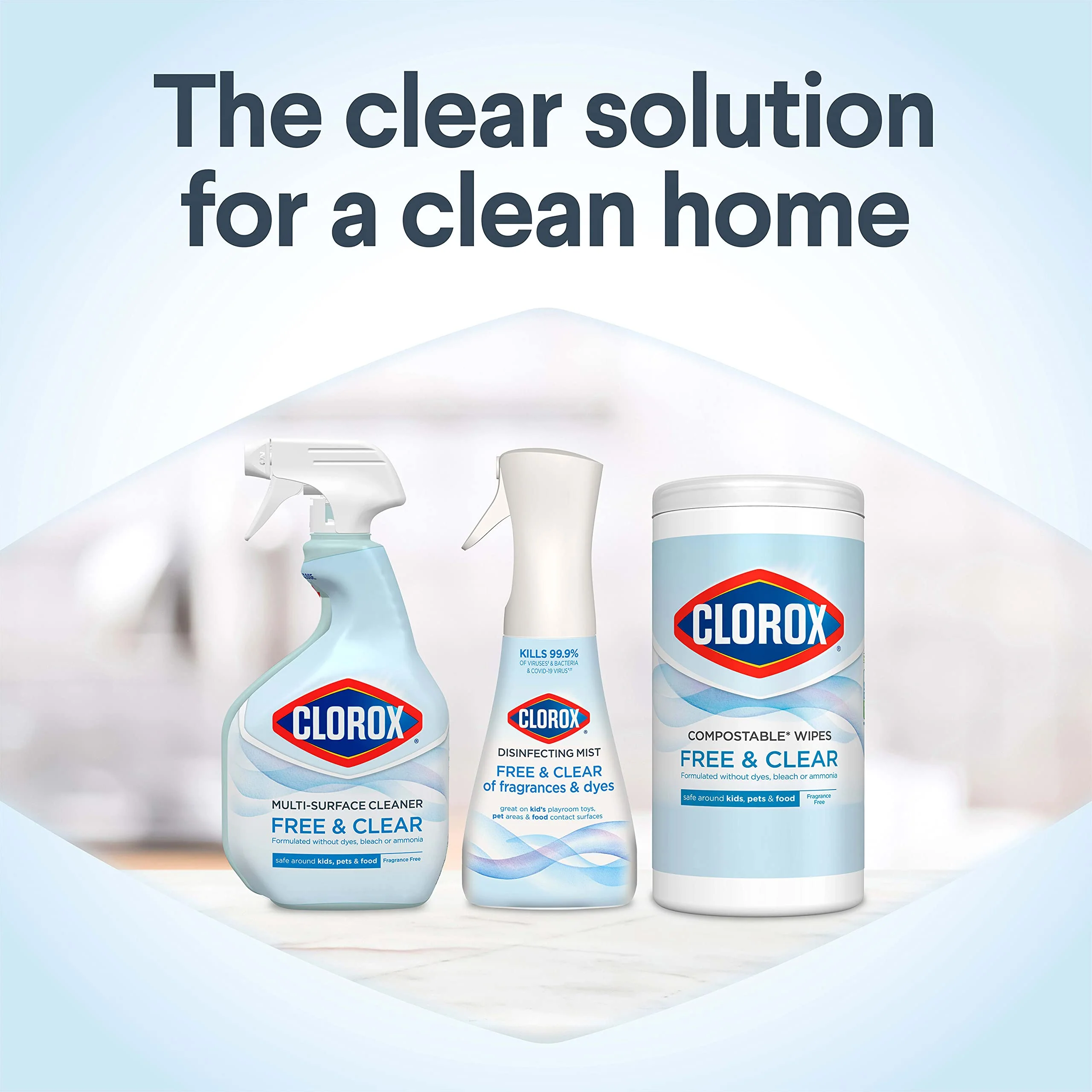 Clorox Free & Clear Disinfecting Mist Refill, Household Essentials, Fragrance Free, 14 Fluid Ounces, Pack of 3 - Image 7