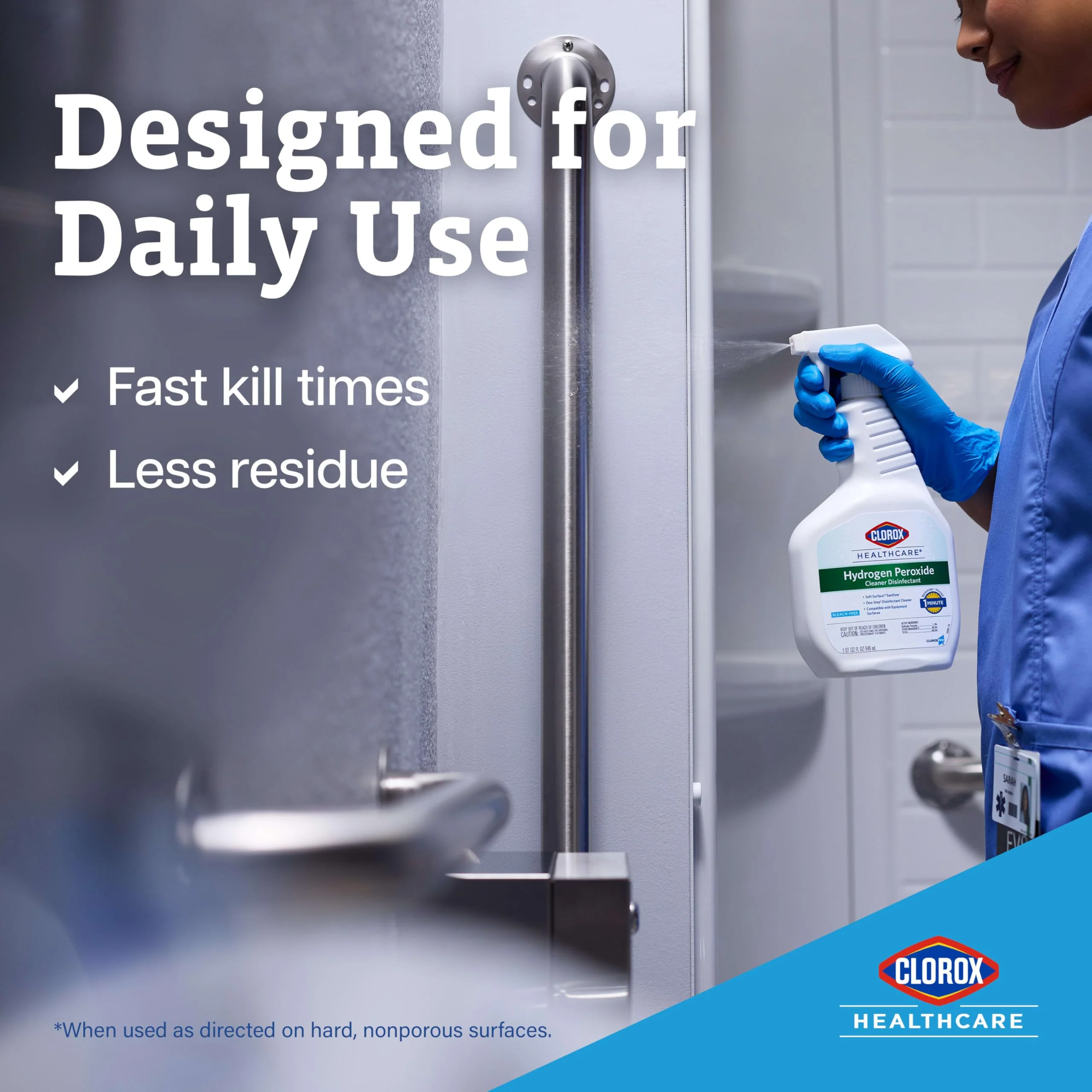 Clorox Healthcare Hydrogen Peroxide Cleaner Disinfectant Refill, Bleach Free, 128 Fluid Ounces (Package May Vary) - Image 8