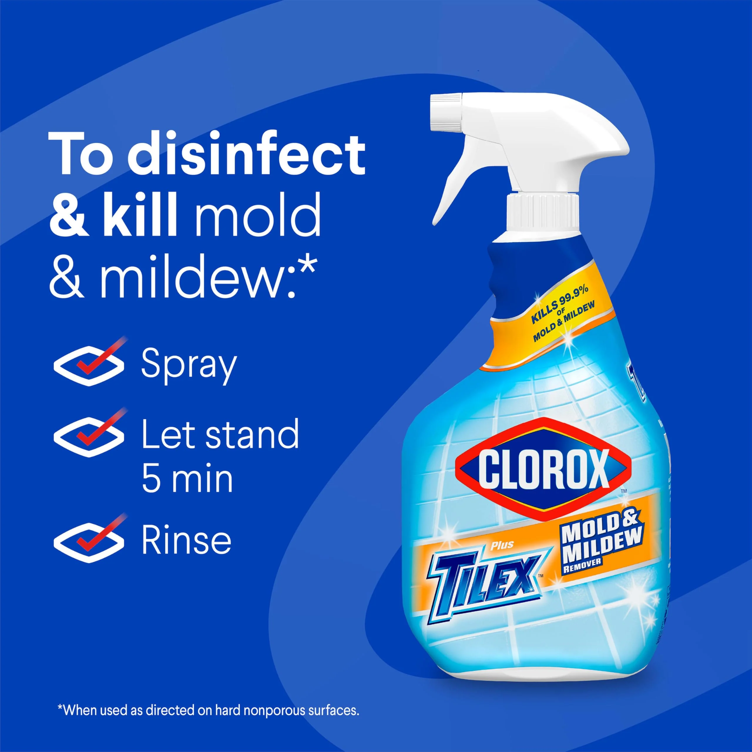 Clorox Plus Tilex Mold and Mildew Remover with Bleach, Spray Bottle, 32 Fluid Ounces, Unscented, Pack of 3 - Image 6