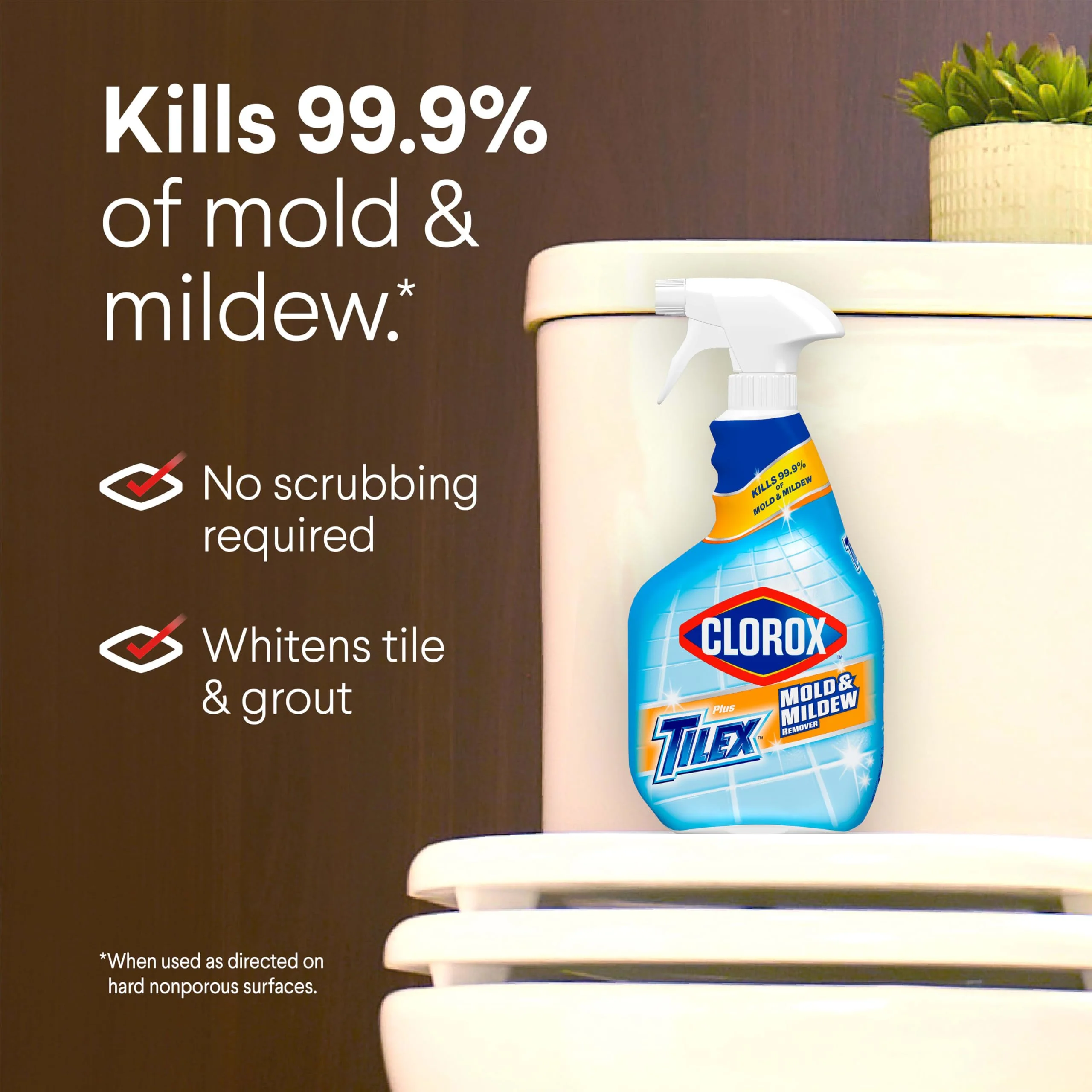 Clorox Plus Tilex Mold and Mildew Remover with Bleach, Spray Bottle, 32 Fluid Ounces, Unscented, Pack of 3 - Image 8