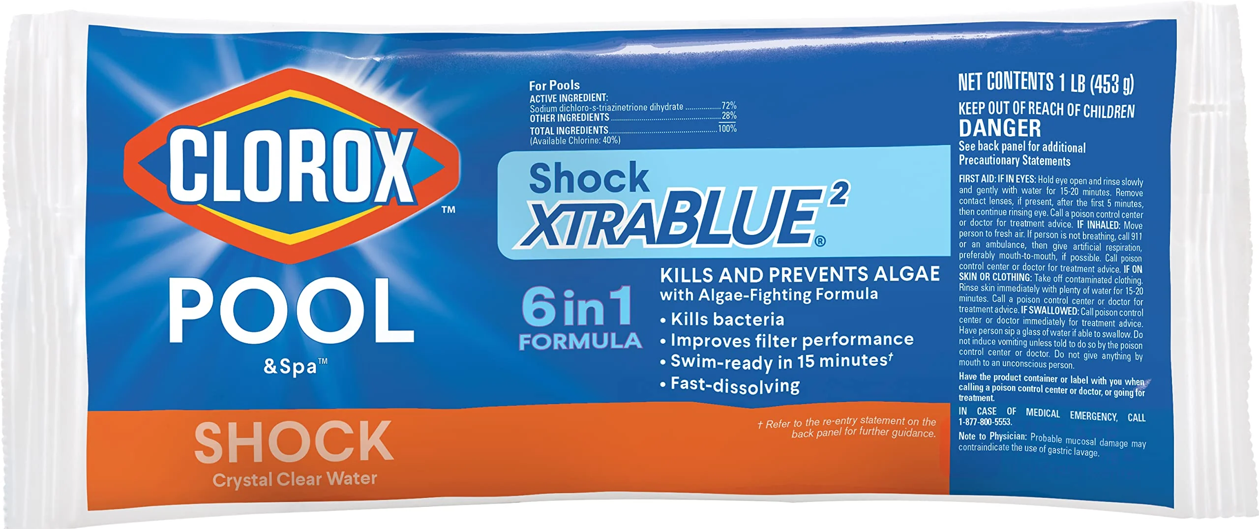 Clorox Pool&Spa 33512CLX Pool Shock XtraBlue (12 1-lb Bags), 12 Pack, White - Image 6