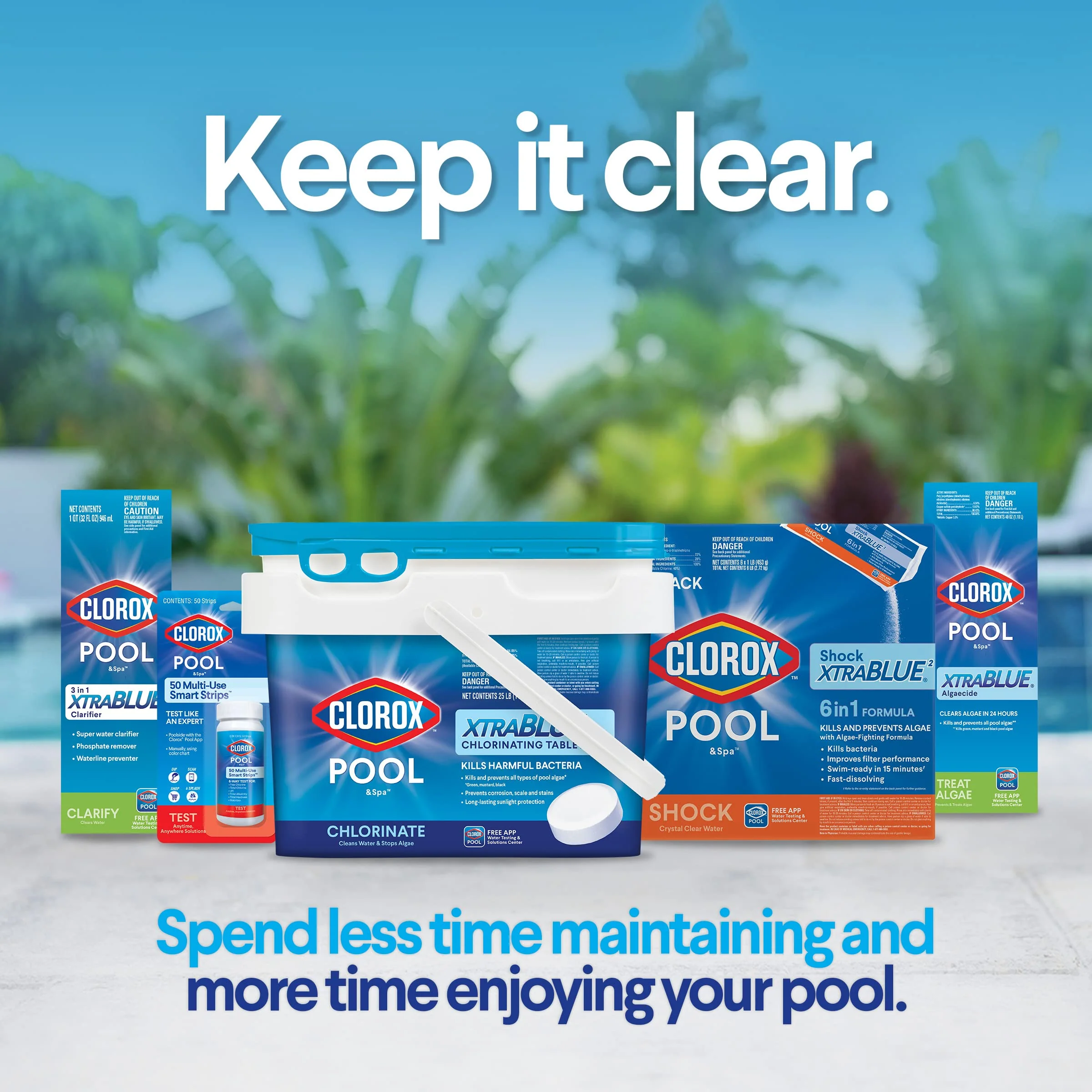 CLOROX Pool&Spa All-in-One XtraBlue Chlorinating Granules, Kills Bacteria & Stops Algae, Blue, 6 Pounds - Image 5