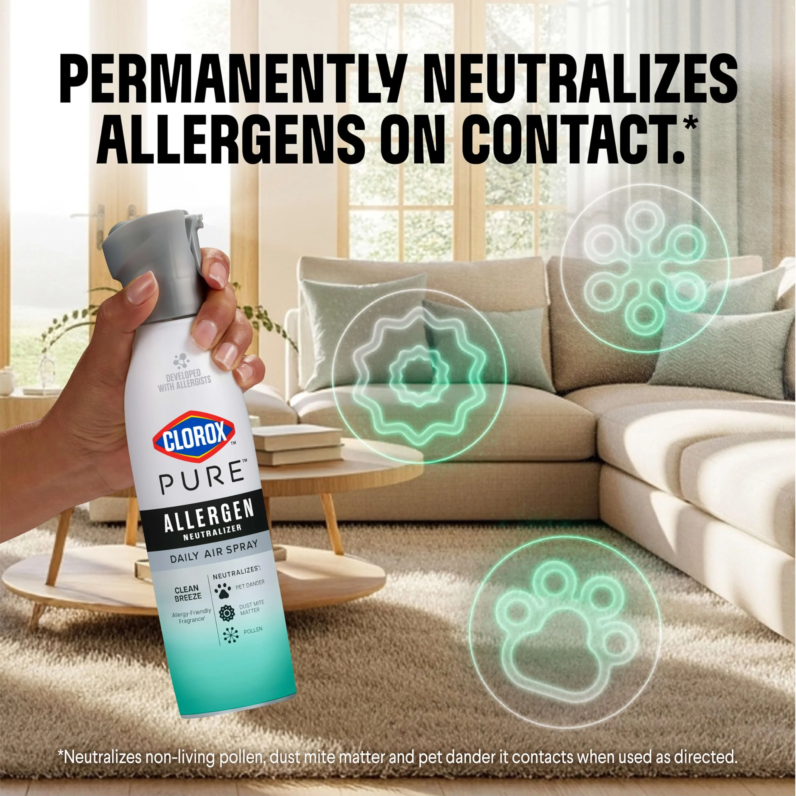 Clorox PURE Allergen Neutralizer Daily Air Spray, Clean Breeze, 8 Ounces - Image 2