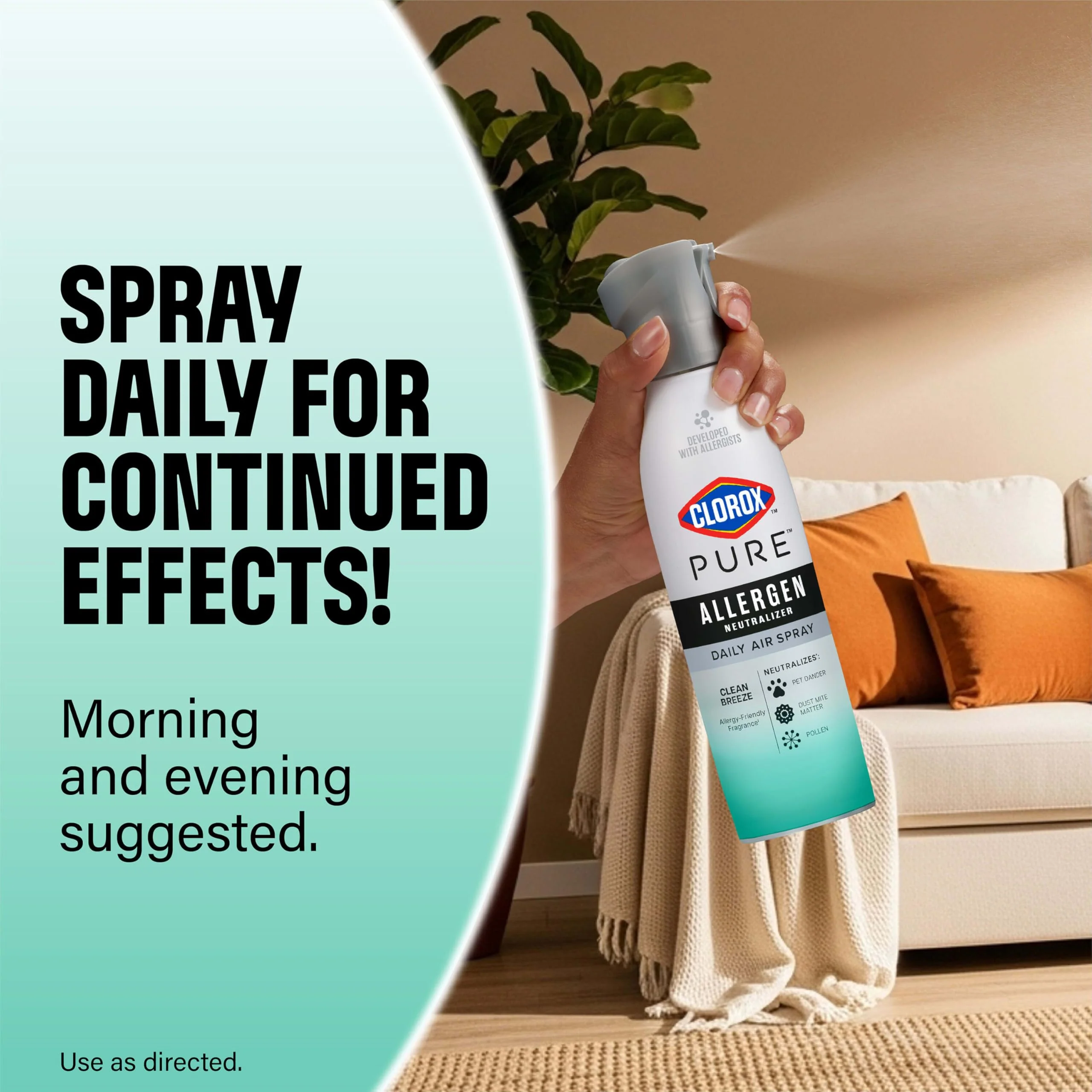 Clorox PURE Allergen Neutralizer Daily Air Spray, Clean Breeze, 8 Ounces - Image 8
