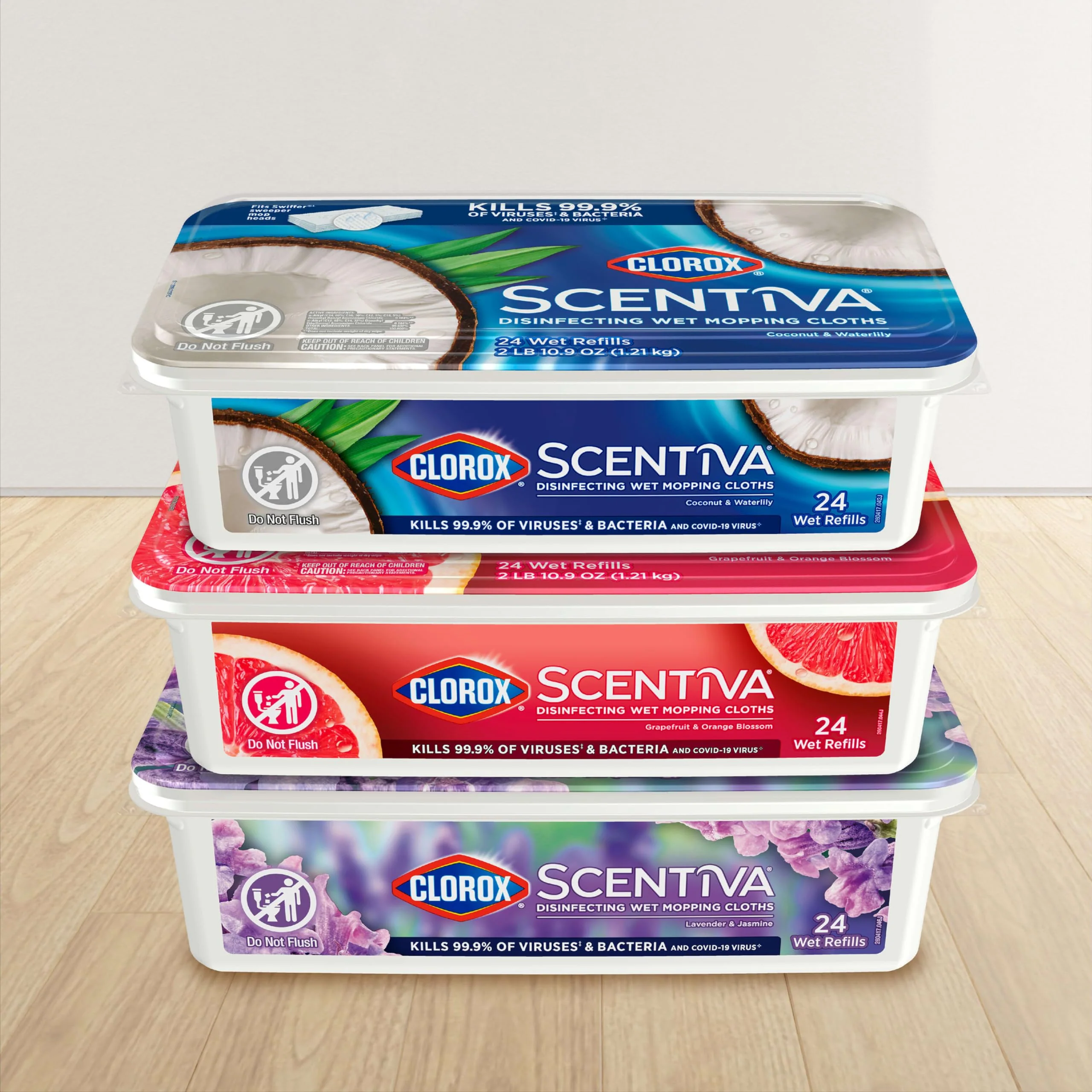 Clorox Scentiva Disinfecting Wet Mop Pad, Disposable Mop Heads, Coconut and Waterlily, 2 Packs, 24 Wet Refills Per Pack (Package May Vary) - Image 5