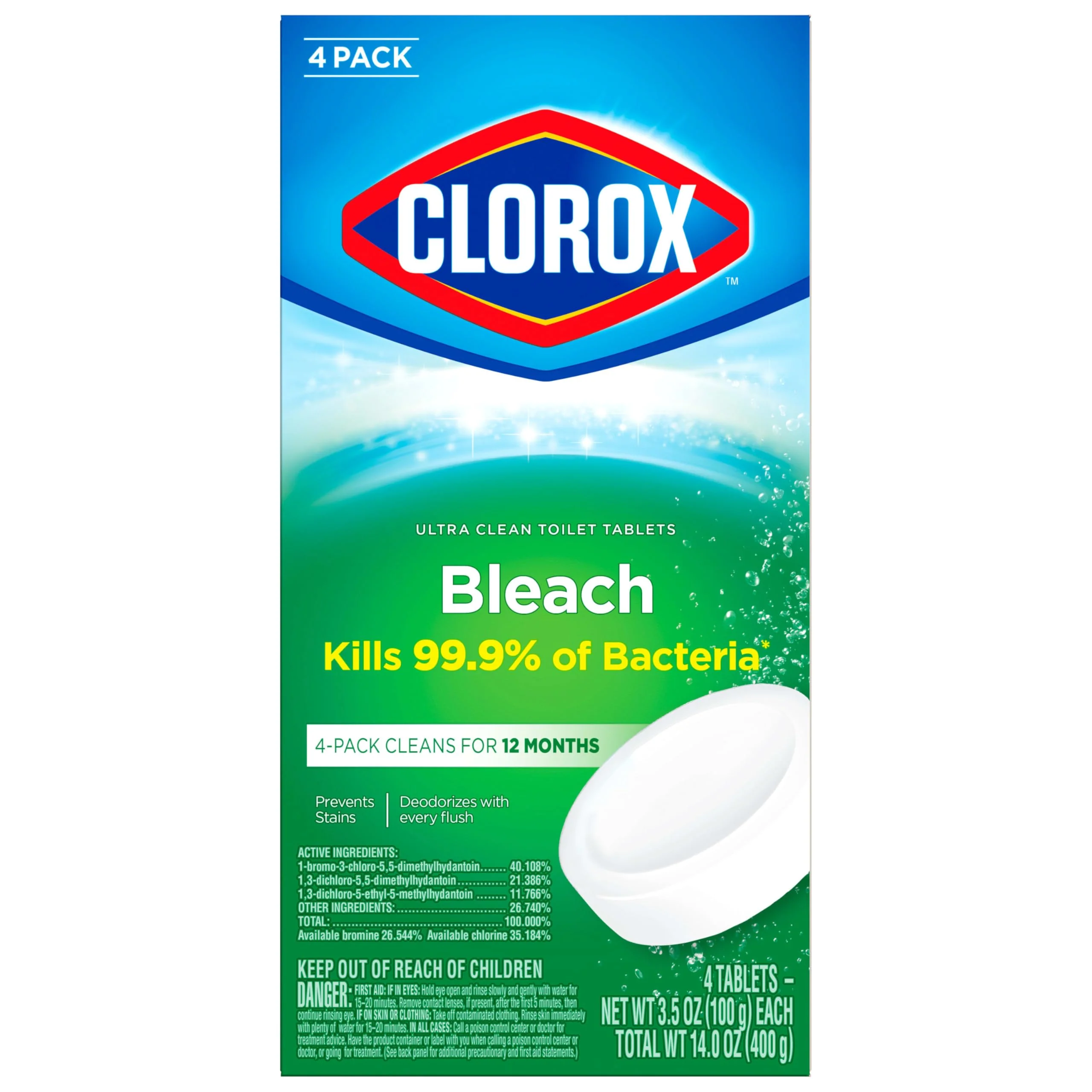 Clorox Ultra Clean Toilet Tablets Bleach 4 Count, 3.5 Ounces Each (Package May Vary) - Image 8