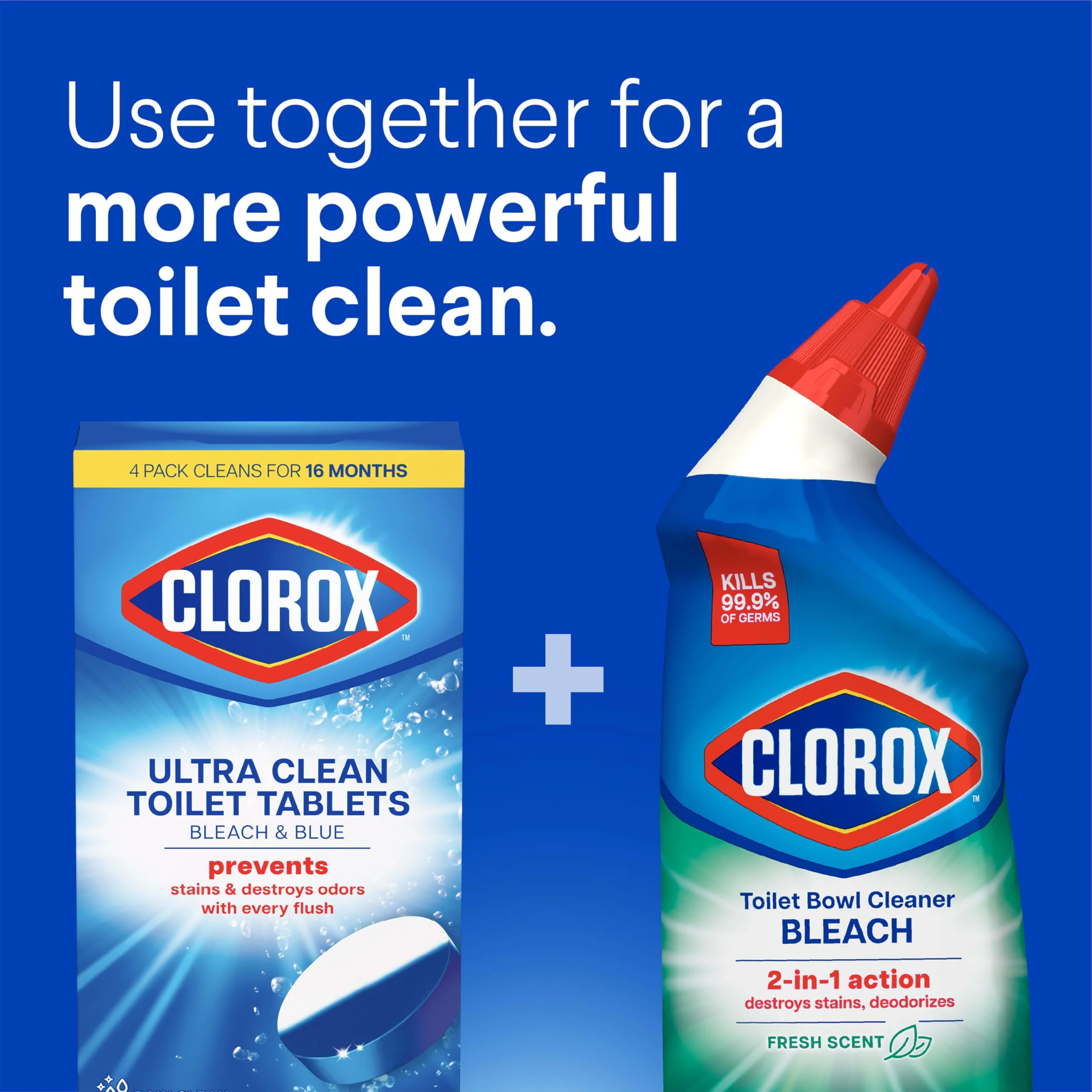 Clorox Ultra Clean Toilet Tablets Bleach & Blue, Rain Clean Scent, 2.47 Ounces Each, 4 Count (Package May Vary) - Image 7
