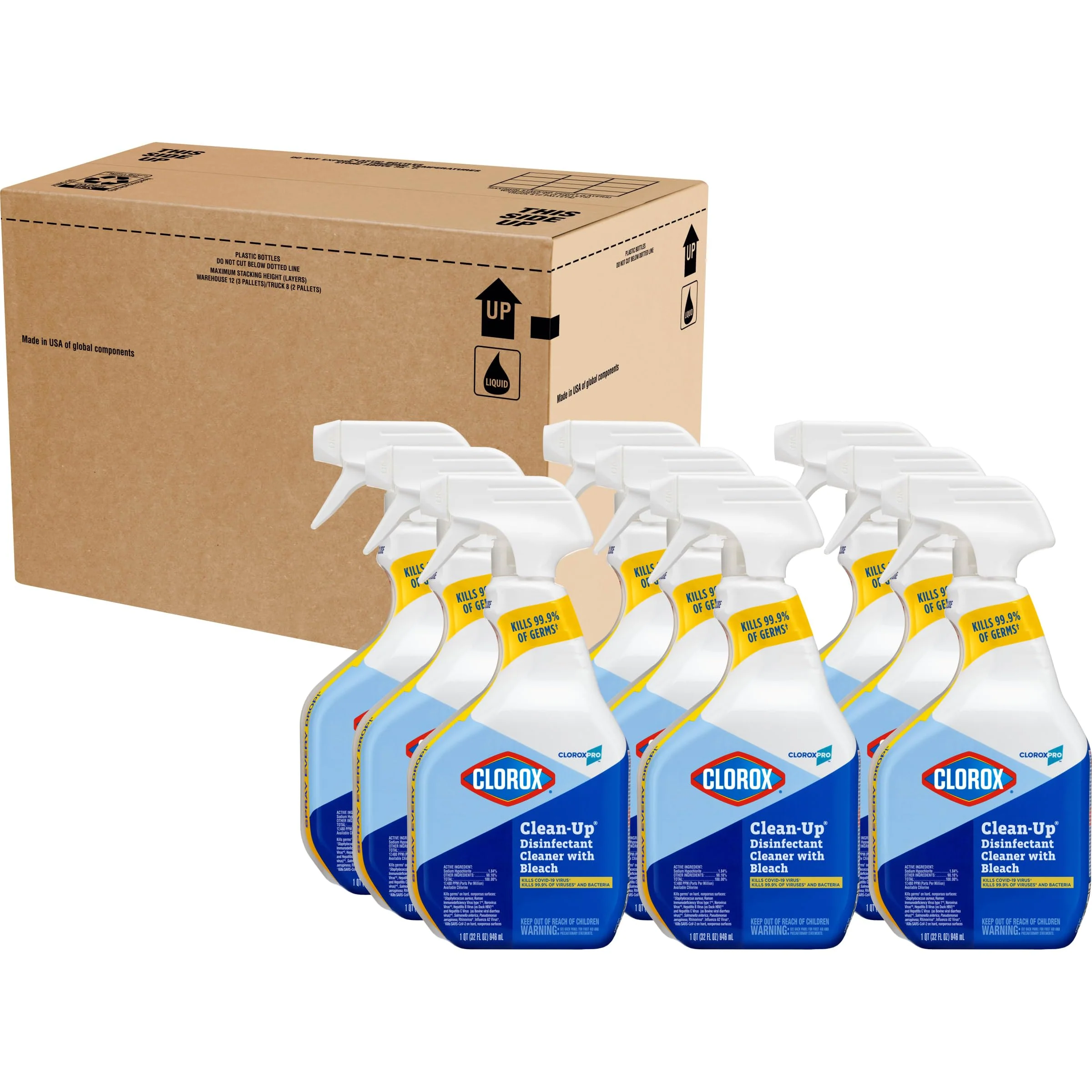 CloroxPro Clorox Clean-Up Disinfectant Cleaner with Bleach Spray, 32 Ounces Each (Pack of 9) (35417) - Image 2