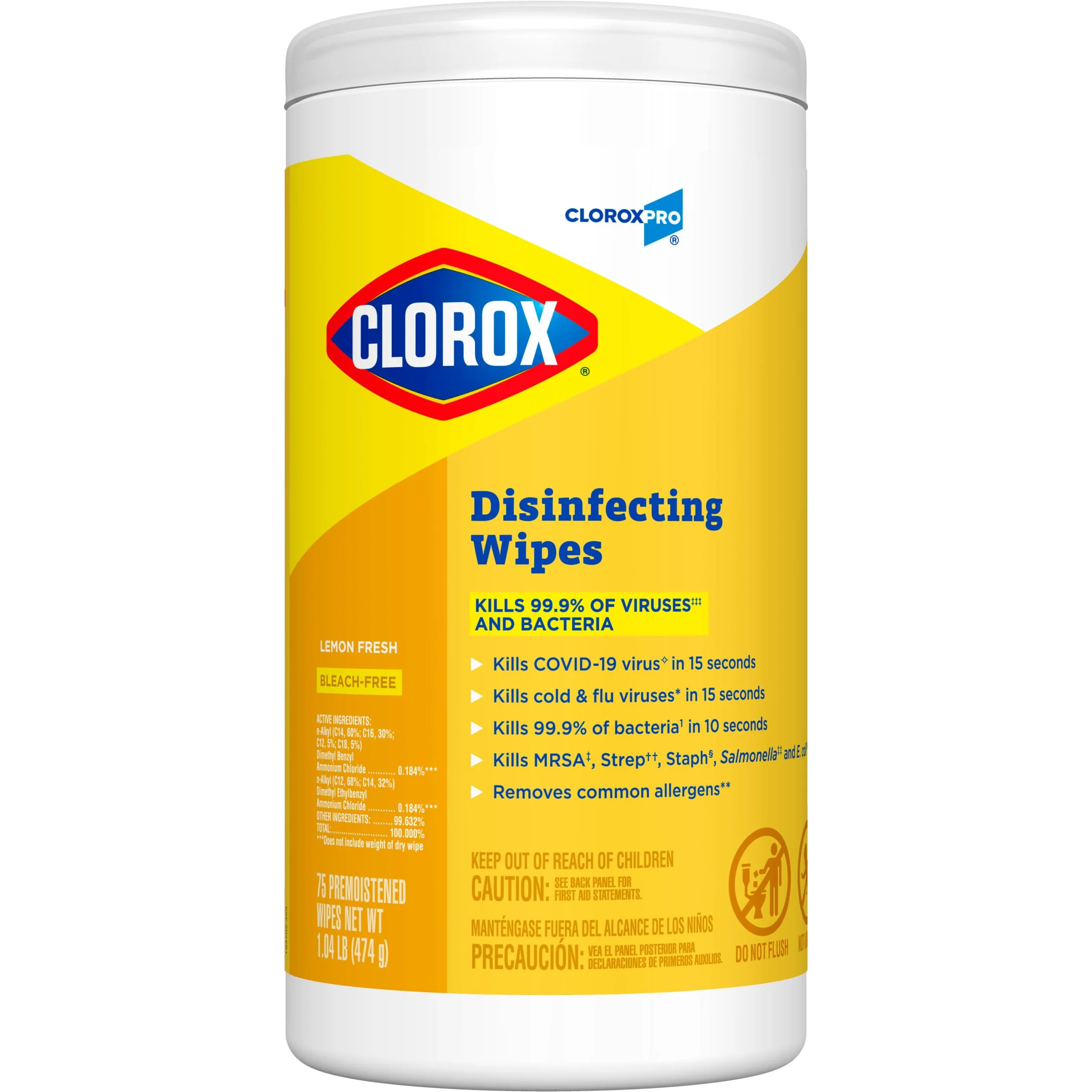 CloroxPro Clorox Disinfecting Wipes, Lemon Fresh, 75 Count (Package May Vary) - Image 3