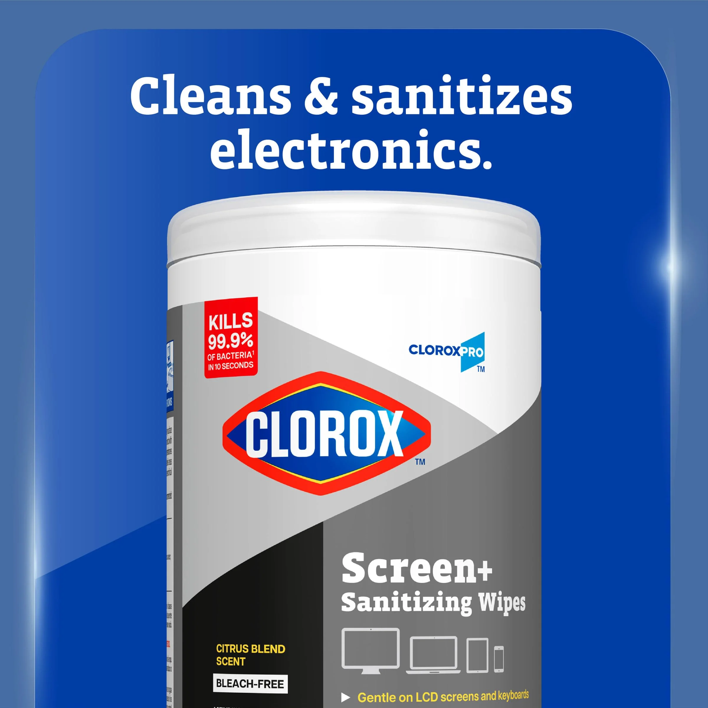 CloroxPro Clorox Screen+ Sanitizing Wipes, Bleach Free Cleaning Wipes, Citrus Blend Scent, 75 Count, Pack of 6 - Image 10