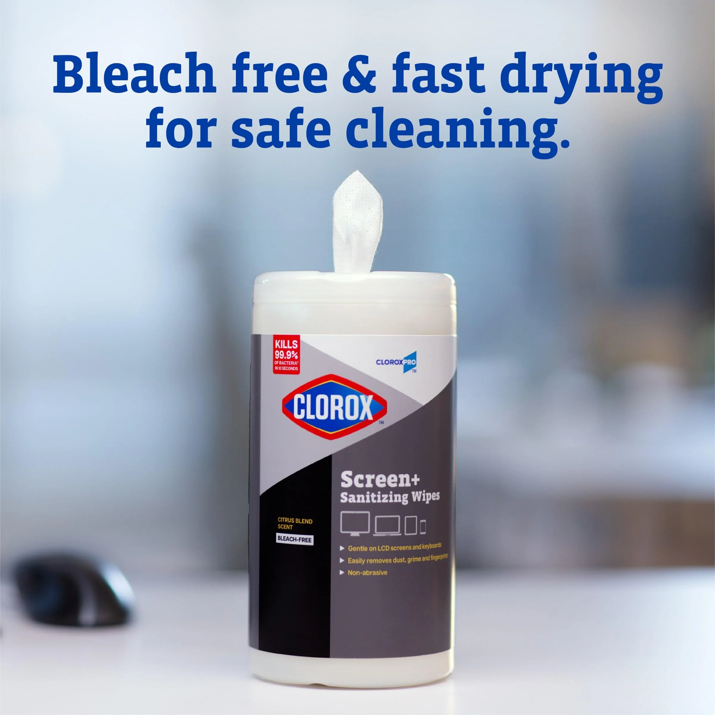 CloroxPro Clorox Screen+ Sanitizing Wipes, Bleach Free Cleaning Wipes, Citrus Blend Scent, 75 Count, Pack of 6 - Image 6