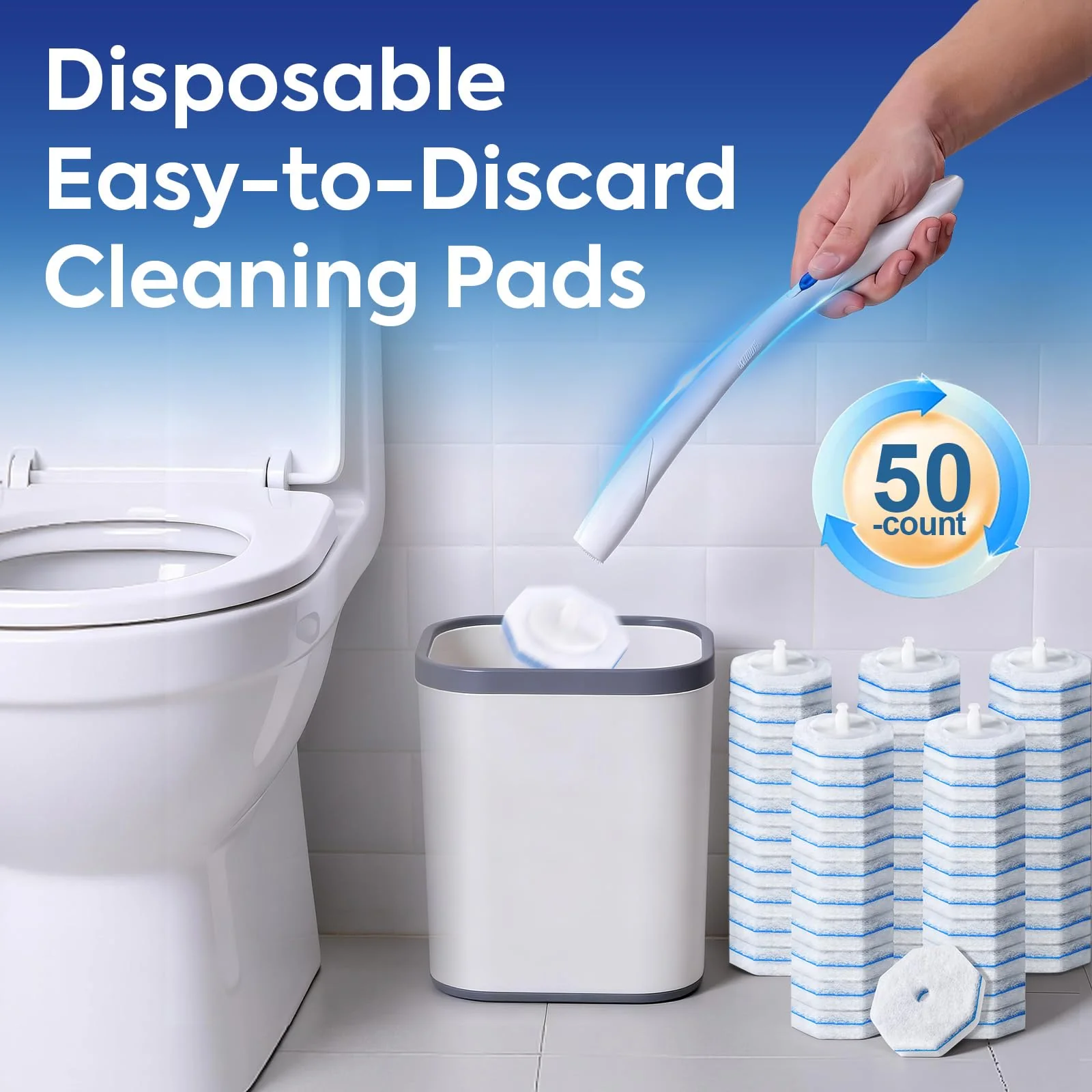 Clorytom 50 Count Toilet Wand Refills for Clorox, Premium Toilet Cleaner Refill Pads, Replacement Brush Heads Compatible With Most Toilet Wand Refill System, No Falling Apart, Fresh Fragrance - Image 6