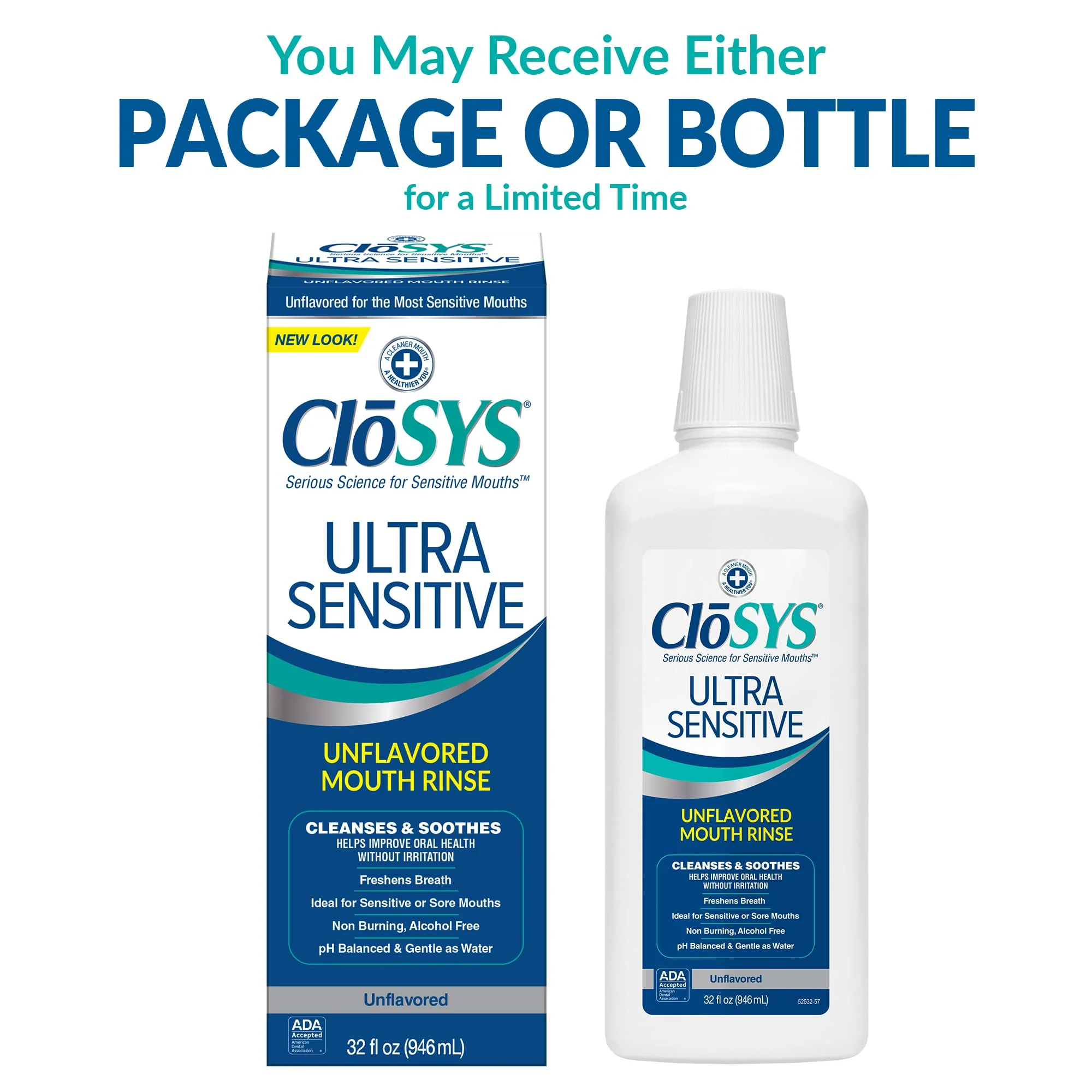 CloSYS Ultra Sensitive Mouthwash, 32 Oz, Alcohol Free Mouthwash, Unflavored Mouth Wash, Dye Free, pH Balanced, Helps Soothe Entire Mouth - Image 2