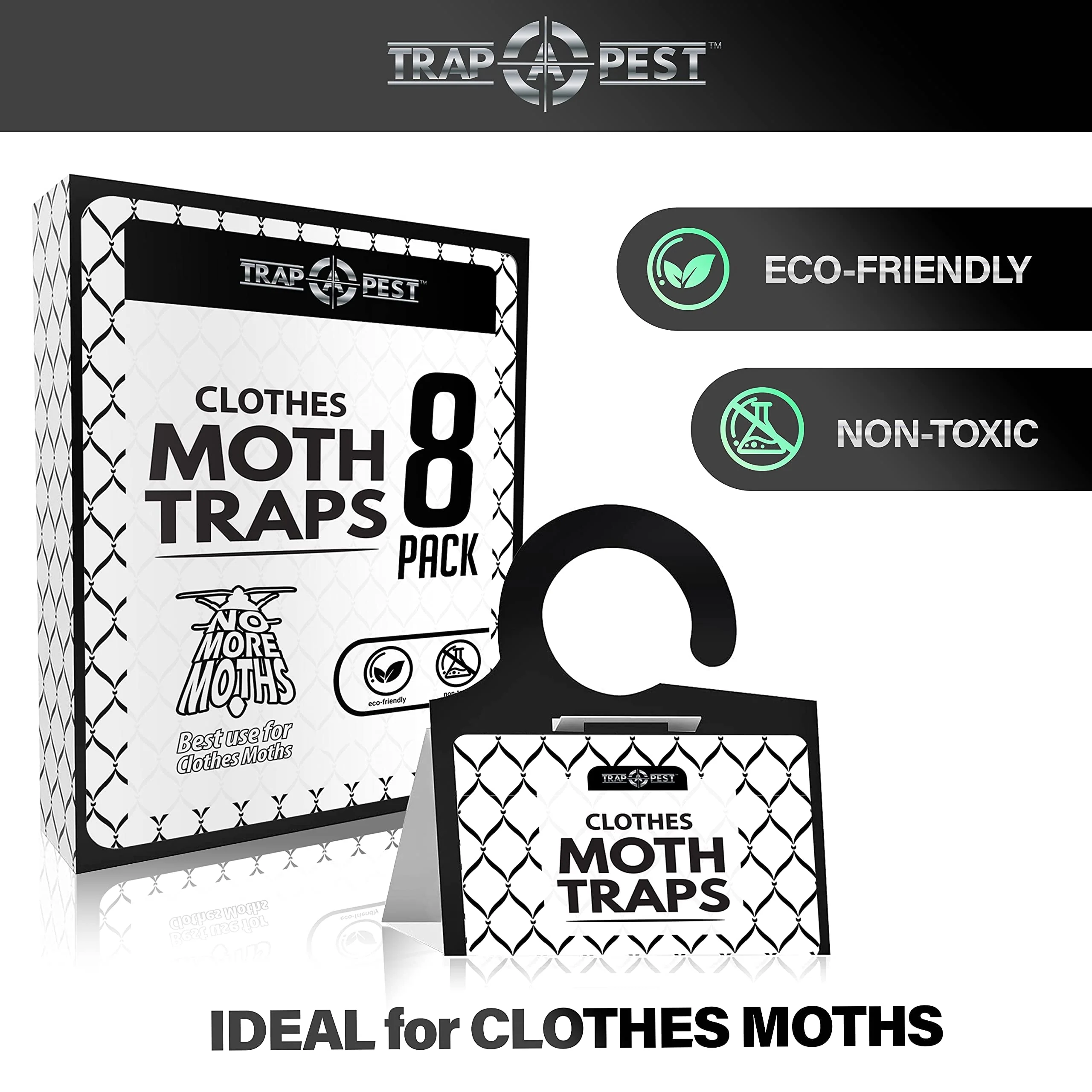 Clothing Moth Traps - 8 Pack - Non Toxic Moth Traps for Clothes with Pheromone Attractant - Odorless Sticky Trap for Closet, Carpets - Image 4