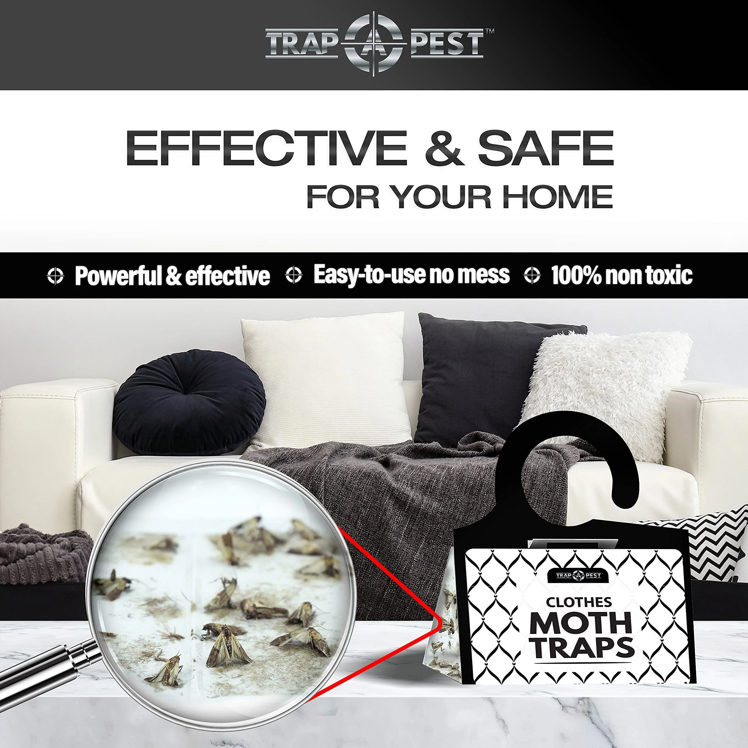 Clothing Moth Traps - 8 Pack - Non Toxic Moth Traps for Clothes with Pheromone Attractant - Odorless Sticky Trap for Closet, Carpets - Image 5