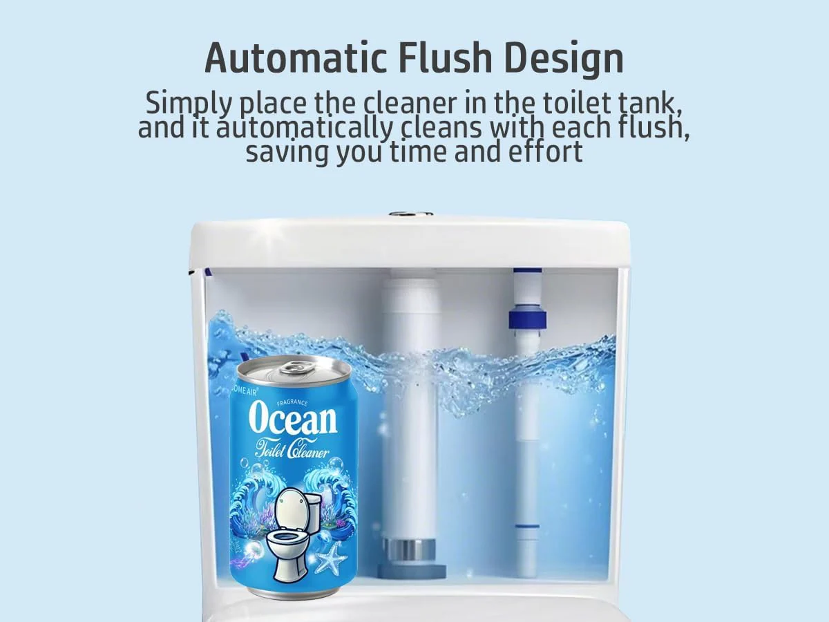 CloudMades Beverage can Toilet Bowl Cleaner,Septic Toilet Bowl Tablets in Bottles, Automatic Long-Lasting Toilet Cleaner Bottle,Powerfully Cleans and Prevent Stain Build Up (3PCS, Ocean Scent) - Image 2
