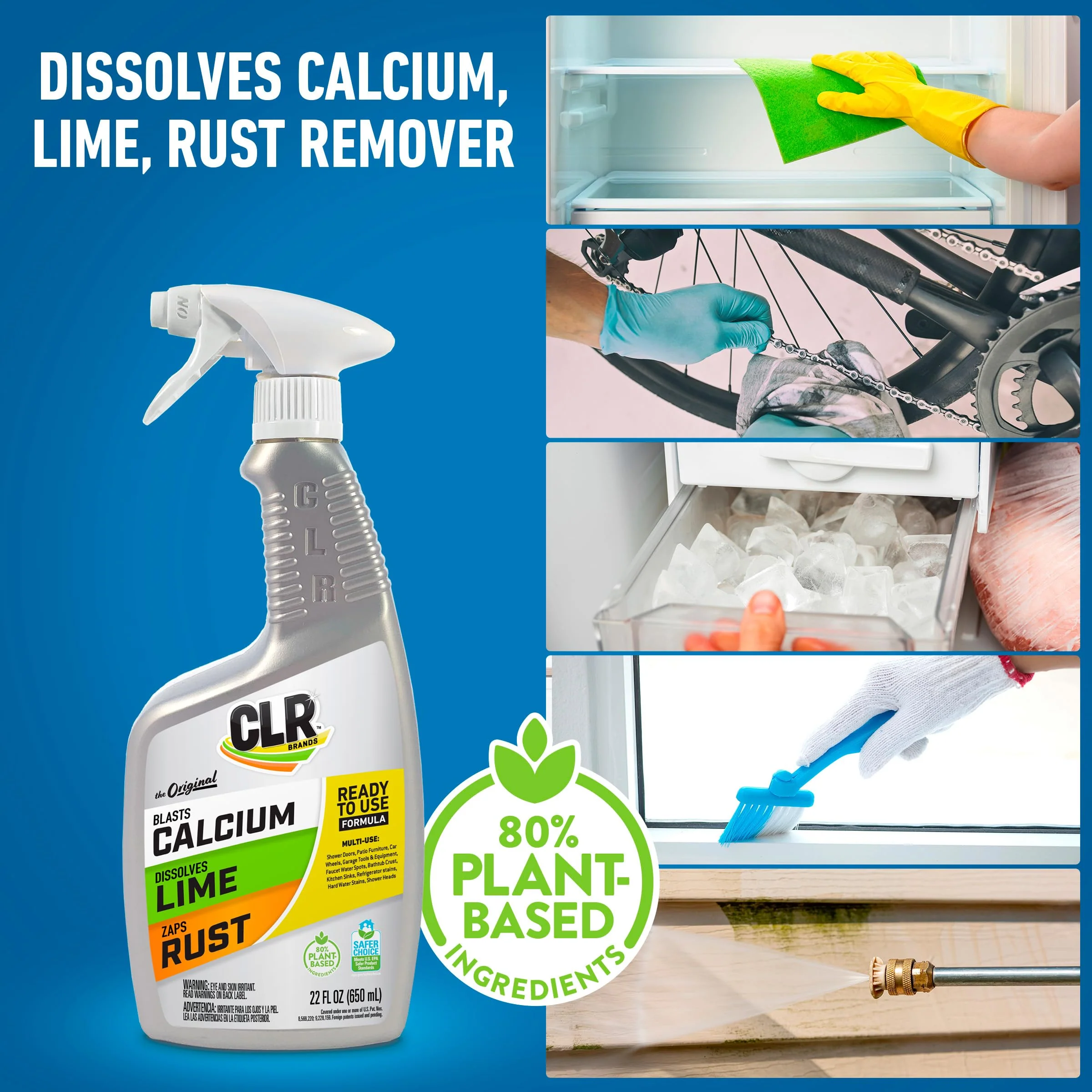CLR Brands® Lime & Rust Remover, Blasts Calcium, Dissolves Lime, Zaps Stubborn Rust Stains and Hard Water, 22 Ounce Spray Bottle (Pack of 1) - Image 2