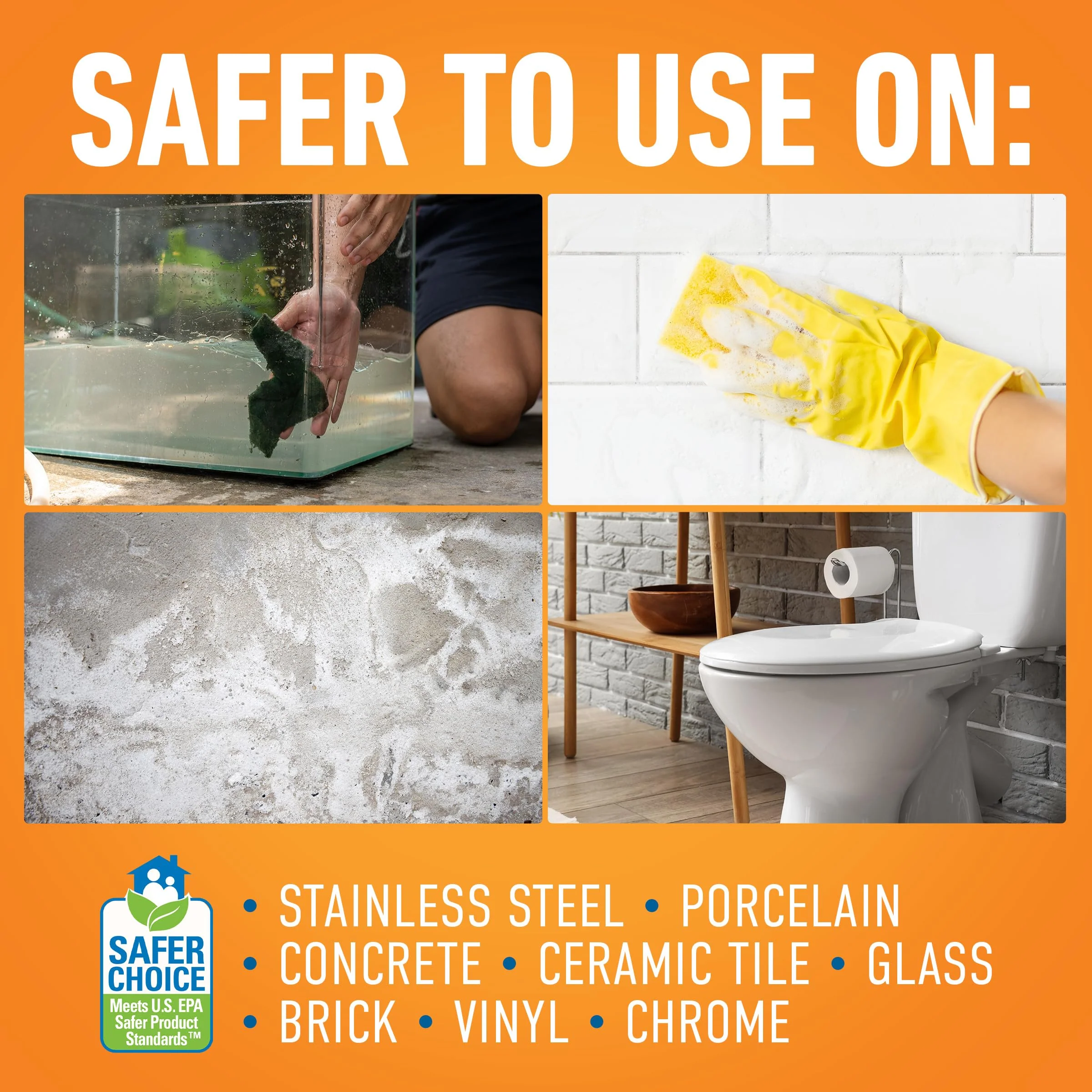CLR Brands Calcium, Lime & Rust Remover with Cling, 22 oz. Spray Bottle, Adheres to Hard-to-Reach Surfaces, Blasts Calcium, Dissolves Lime Deposits, Zaps Stubborn Rust Stains and Hard Water Deposits - Image 7