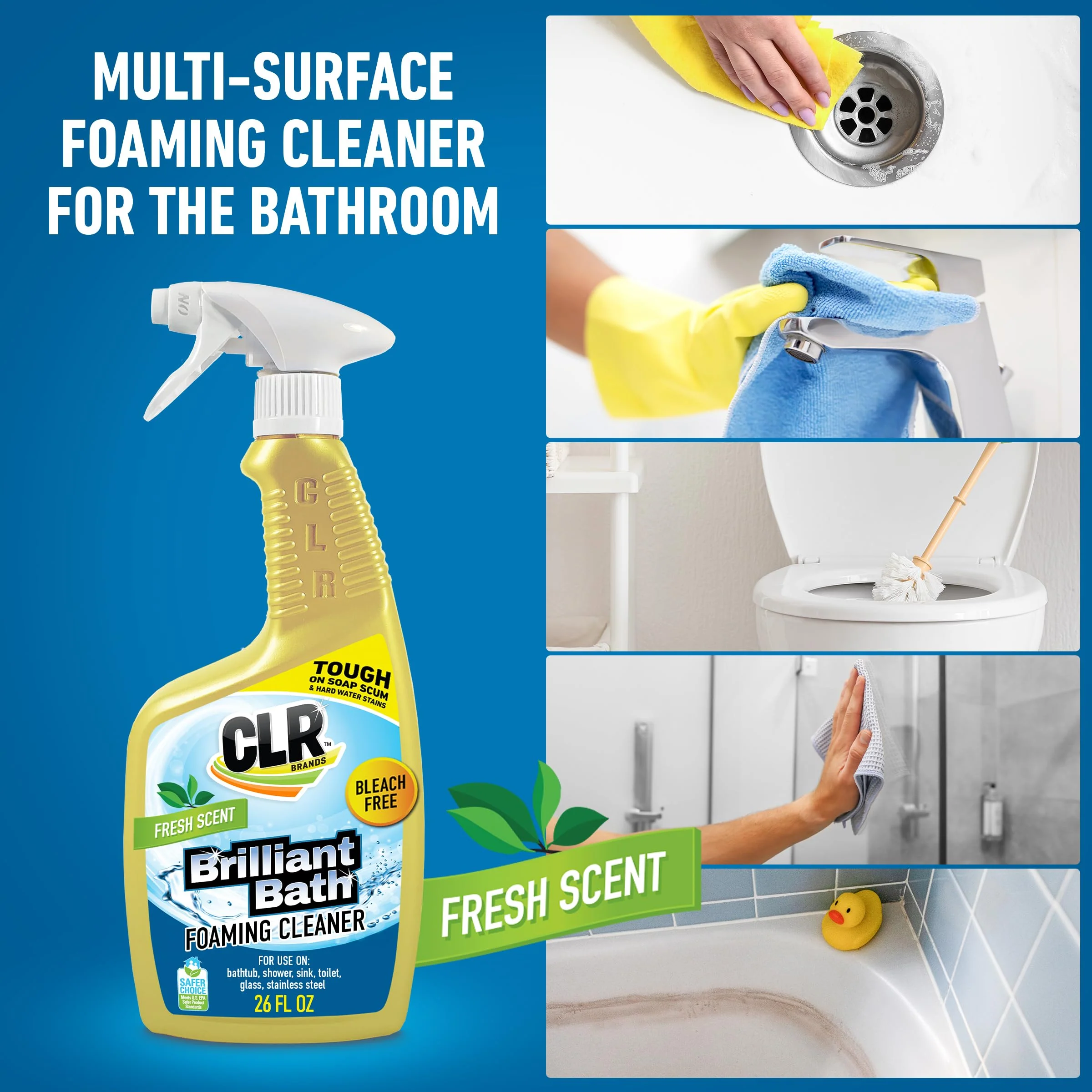 CLR Brilliant Bath Foaming Bathroom Cleaner Spray - Dissolves Calcium, Lime, and Soap Scum - Fresh Scent, 26 Ounce Bottle (Pack of 4) - Image 7