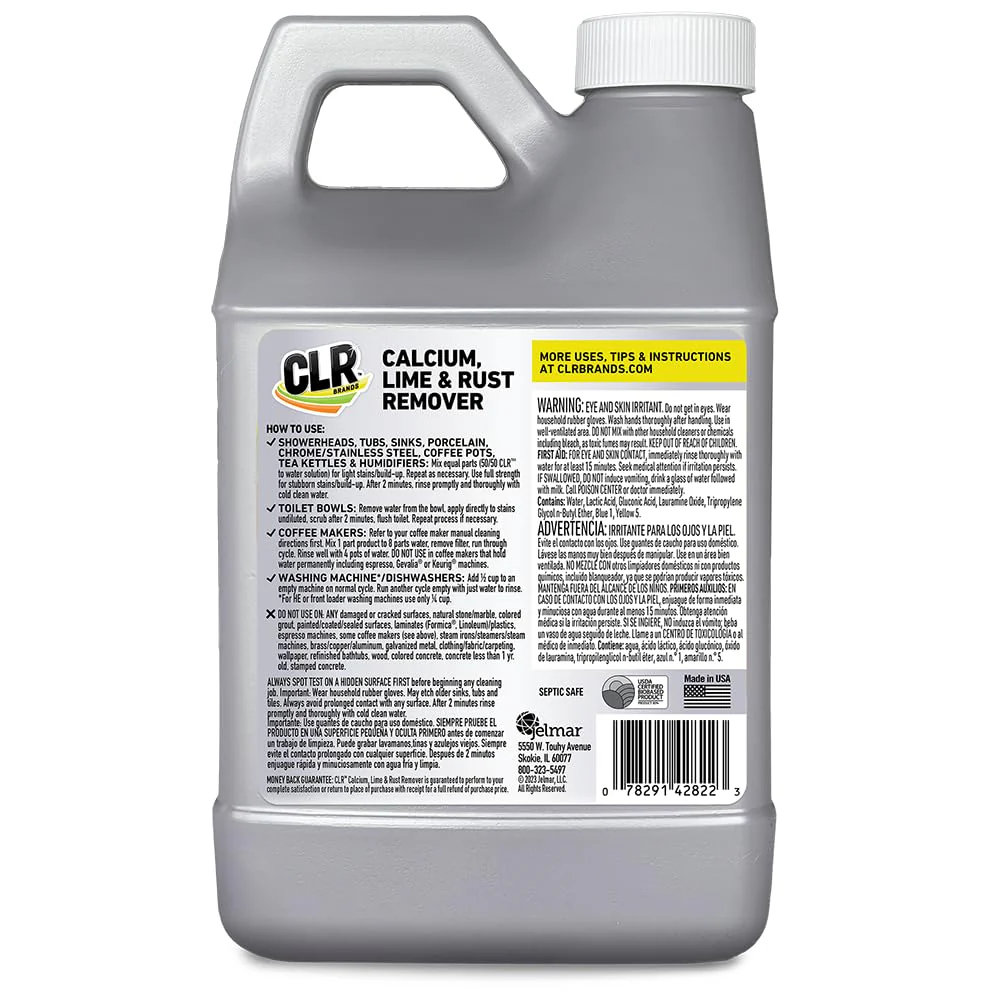 CLR Calcium, Lime & Rust Remover, Blasts Calcium, Dissolves Lime Deposits, Zaps Stubborn Rust Stains and Hard Water Deposits, 80 Ounce Bottle - Image 5