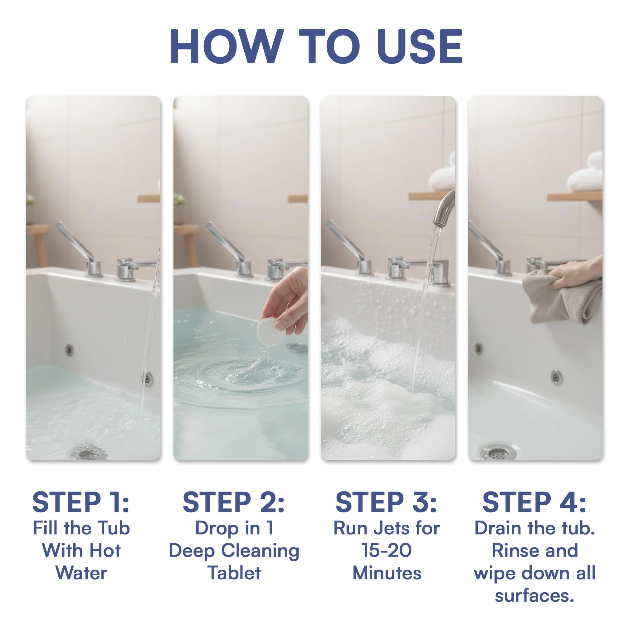 CLYND Jetted Tub Cleaner for the Jets and the Tubes 24 Tablets Hot Tub Cleaner for Jet Bathtub Heavy Duty - No Harsh Chemicals and Septic Safe - Compatible with Whirlpool, Spa, Jetted Bath - Image 3