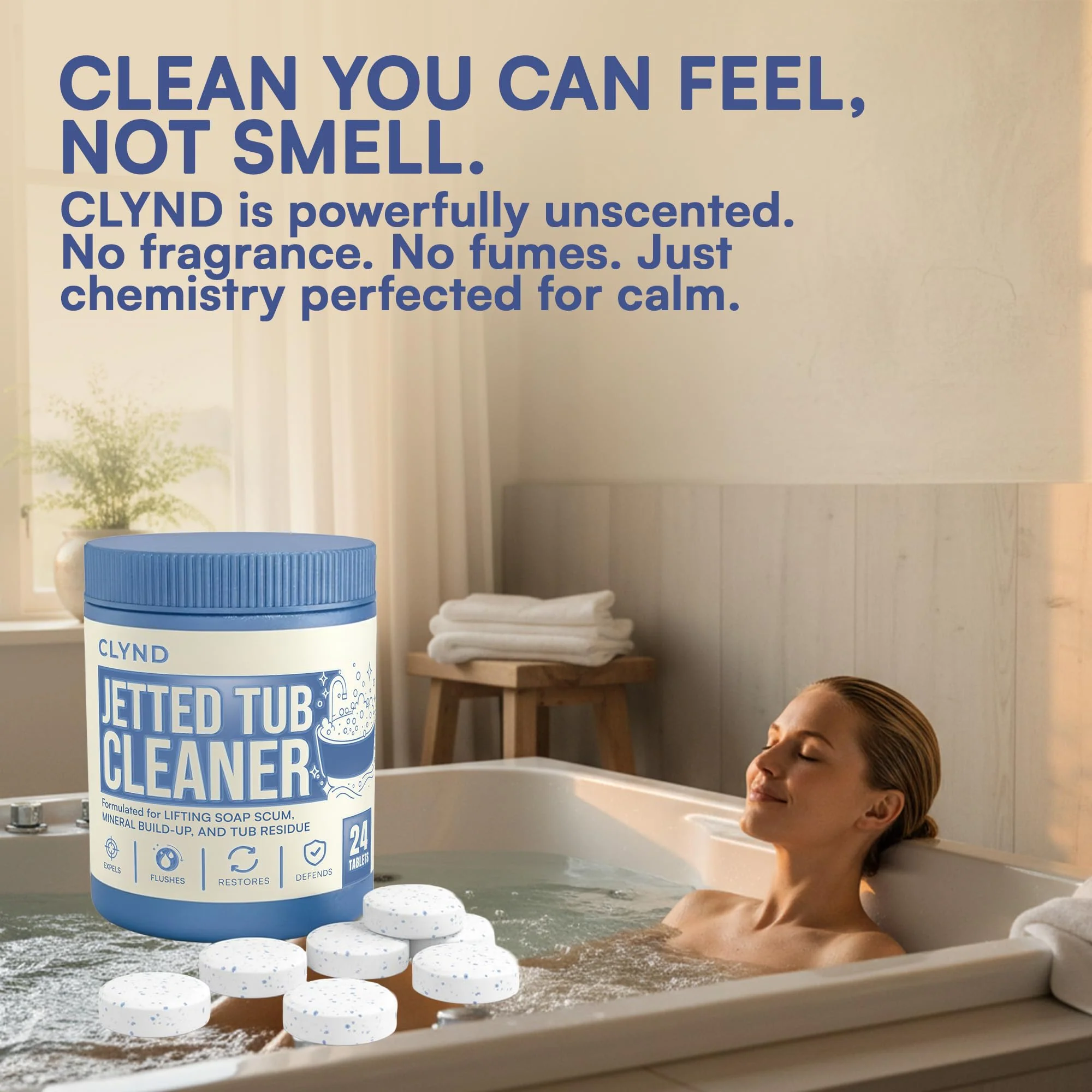 CLYND Jetted Tub Cleaner for the Jets and the Tubes 24 Tablets Hot Tub Cleaner for Jet Bathtub Heavy Duty - No Harsh Chemicals and Septic Safe - Compatible with Whirlpool, Spa, Jetted Bath - Image 4