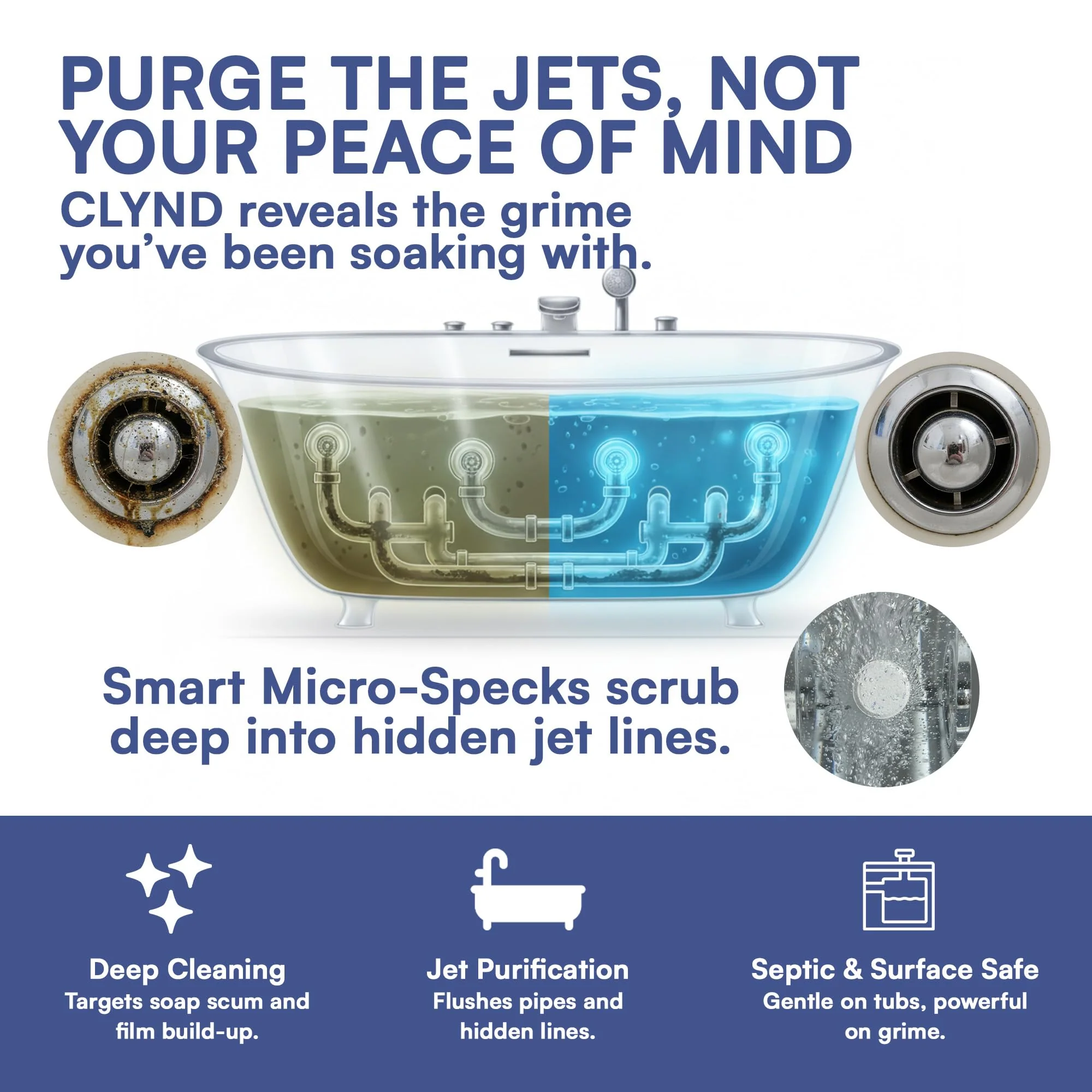 CLYND Jetted Tub Cleaner for the Jets and the Tubes 24 Tablets Hot Tub Cleaner for Jet Bathtub Heavy Duty - No Harsh Chemicals and Septic Safe - Compatible with Whirlpool, Spa, Jetted Bath - Image 6