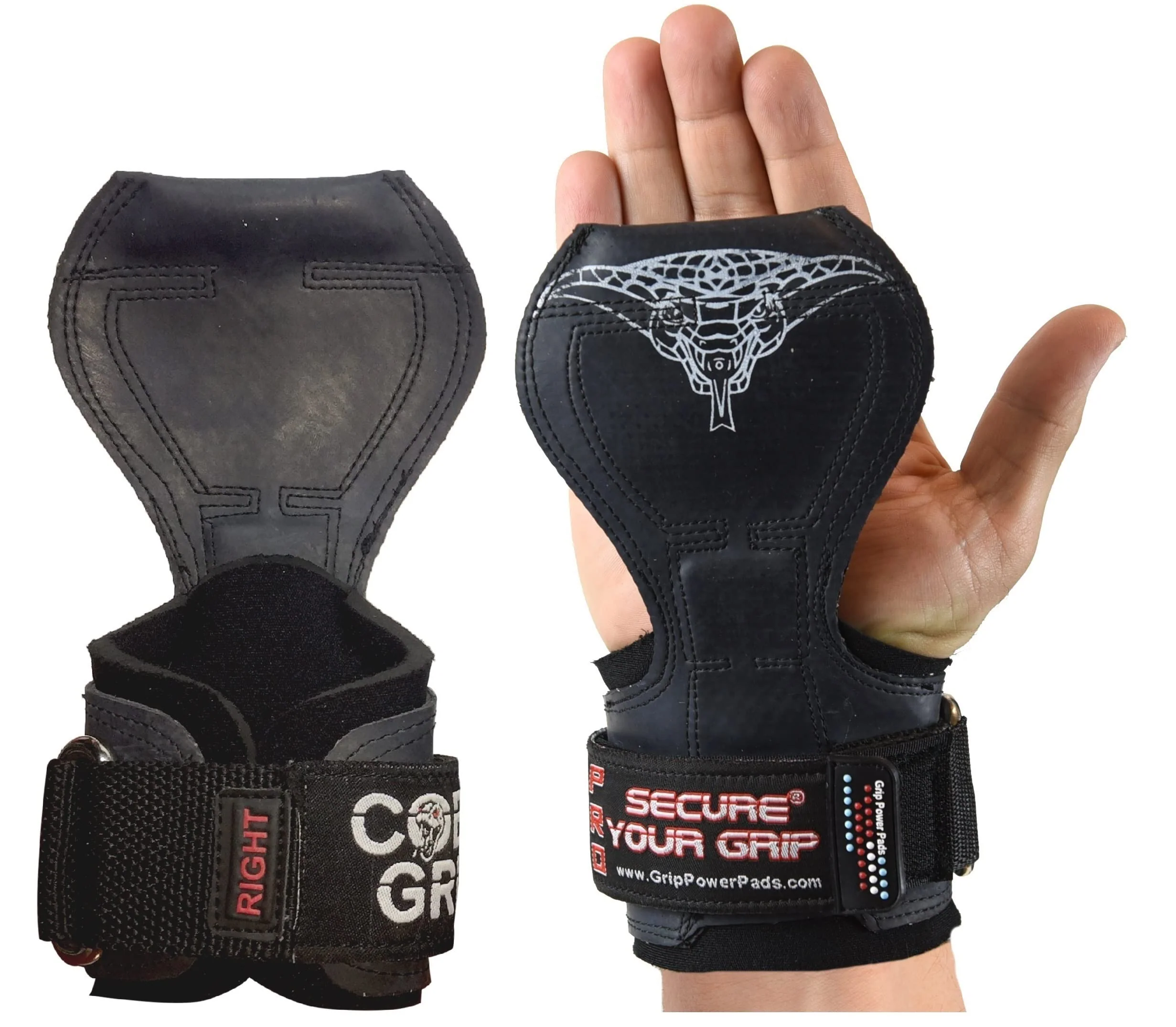 Cobra Grips PRO Weight Lifting Gloves, Heavy Duty Straps, Alternative to Power Lifting Hooks, for Deadlifts with Built in Adjustable Neoprene Padded Wrist Wrap Support - Image 2