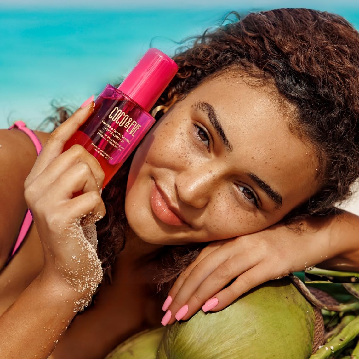 Coco & Eve Firming & Tan Prolonging Peptide Body Oil. Up to 28 Days Natural Tan Extender. After Sun Care with Tropical Oils, Vitamins C & E for Nourished, Glowy & Visibly Firmer Skin. (5.75 fl oz) - Image 2