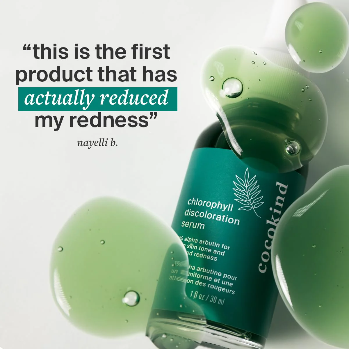 Cocokind Chlorophyll Discoloration Serum, Sensitive Skin Friendly Spot Fading Serum to Target Spots, Uneven Tone, and Redness, 1 fl oz - Image 3