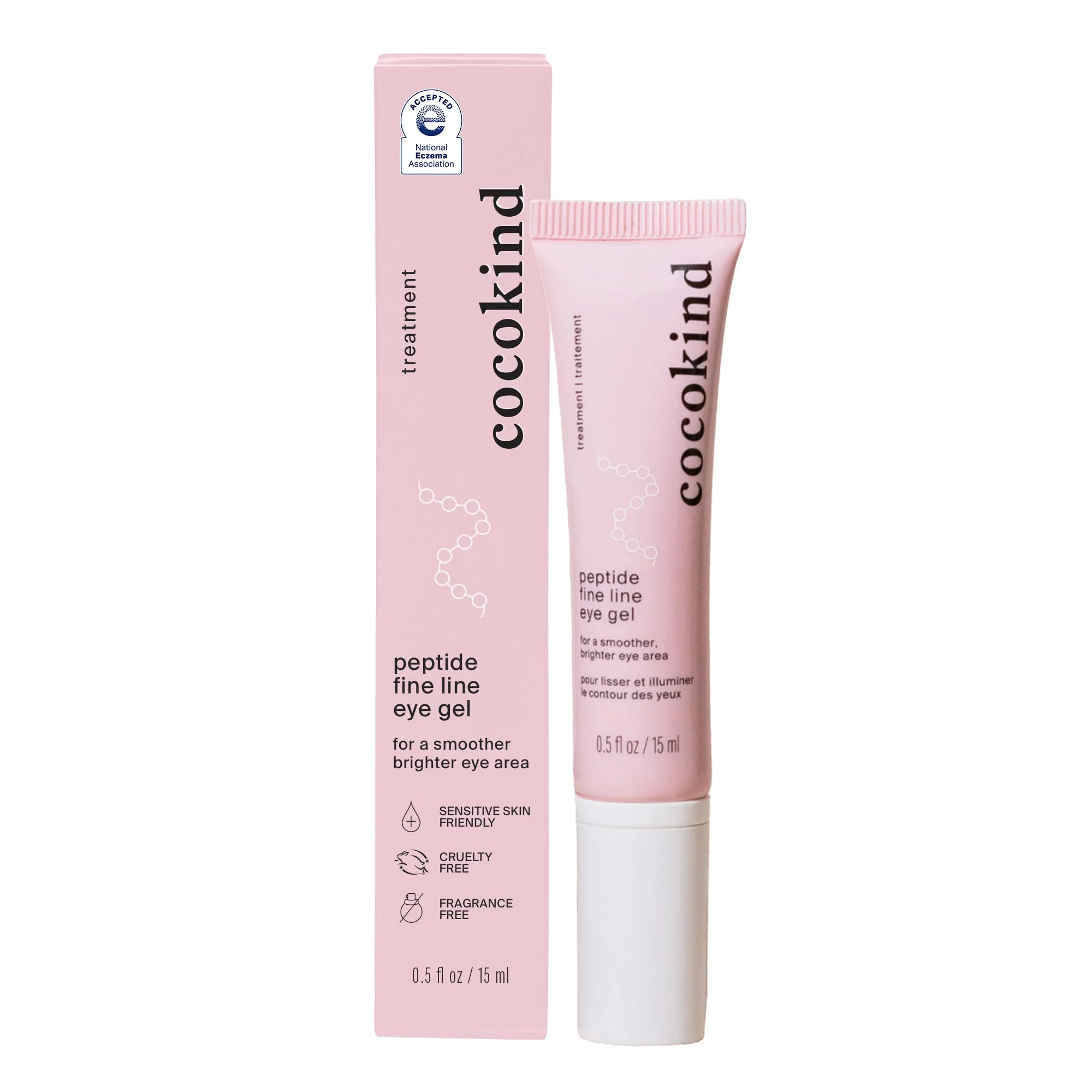 Cocokind Peptide Eye Gel, Lightweight and Hydrating Fine Line Treatment to Reduce Wrinkles, Made for Sensitive Skin, Fragrance Free, Cruelty Free, Vegan, .5oz