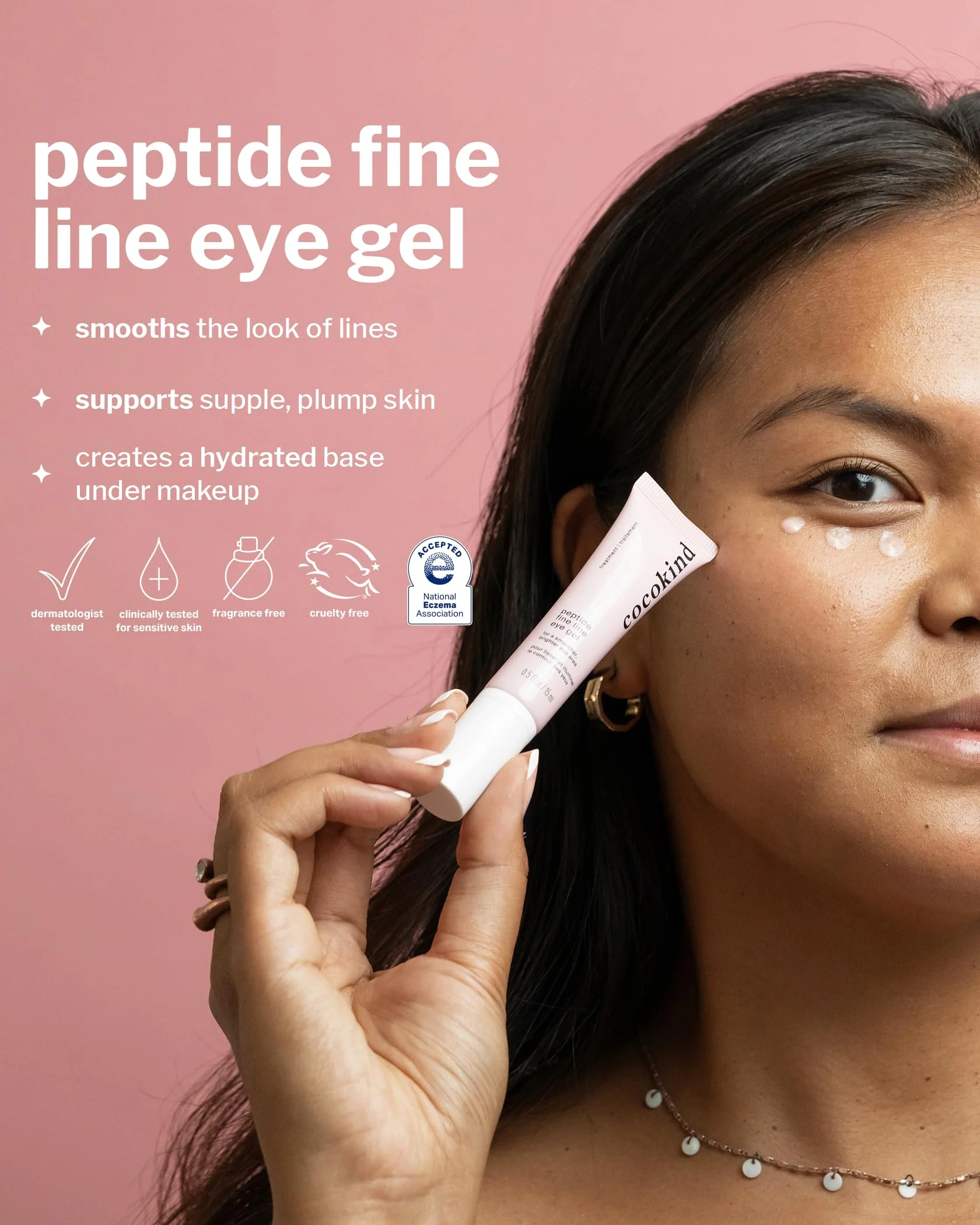Cocokind Peptide Eye Gel, Lightweight and Hydrating Fine Line Treatment to Reduce Wrinkles, Made for Sensitive Skin, Fragrance Free, Cruelty Free, Vegan, .5oz - Image 8