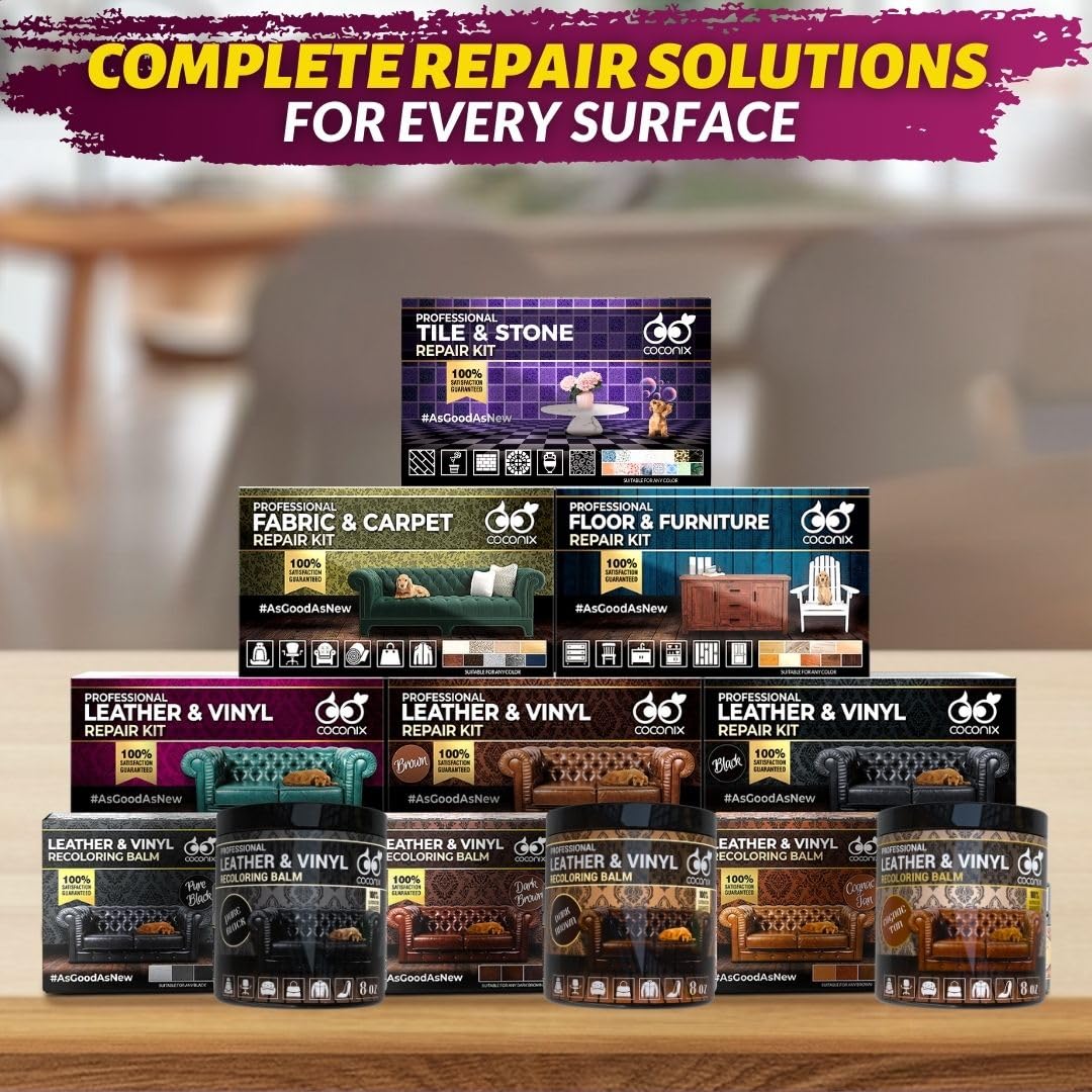 COCONIX Leather & Vinyl Repair Kit - Brown & Shades | Fix Tears, Holes, Scratches, and Peeling on Leather and Vinyl Furniture, Car Seats, and Jackets | Easy Application with Customizable Colors - Image 9