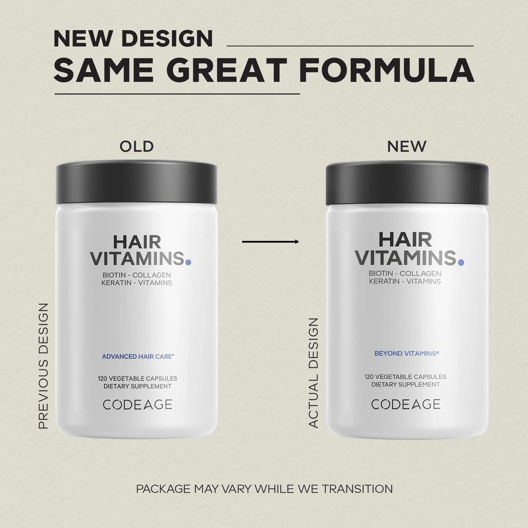 Codeage Hair Vitamins 10000 mcg Biotin, Keratin, Collagen, Vitamin A, B12, C, D3, E, Zinc, Turmeric, Probiotics, Enzymes, Inositol - Hair Care Support - Healthy Hair Supplement Pills - 2 Pack - Image 8