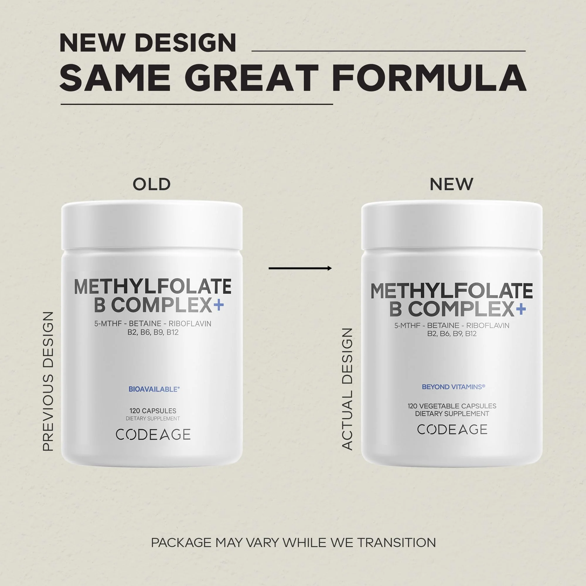Codeage Methylfolate B Complex Supplements - 5 MTHF, Methylcobalamin 1000mcg Methylated Vitamin B12, Riboflavin, Betaine, Vitamins B6, Methylation Cycle MTHFR - 2 Months - 120 Capsules - Image 8