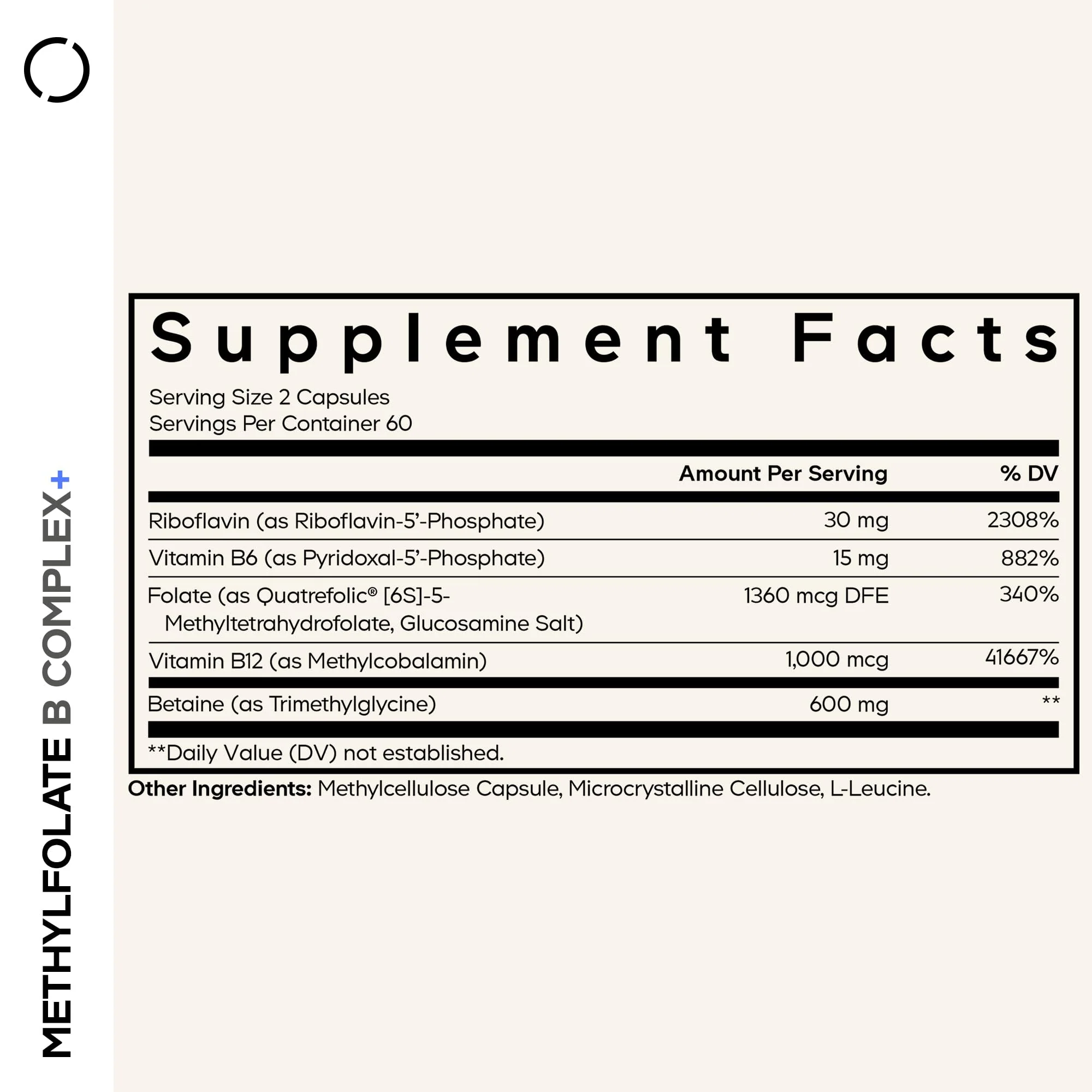 Codeage Methylfolate B Complex Supplements - 5 MTHF, Methylcobalamin 1000mcg Methylated Vitamin B12, Riboflavin, Betaine, Vitamins B6, Methylation Cycle MTHFR - 2 Months - 120 Capsules - Image 9