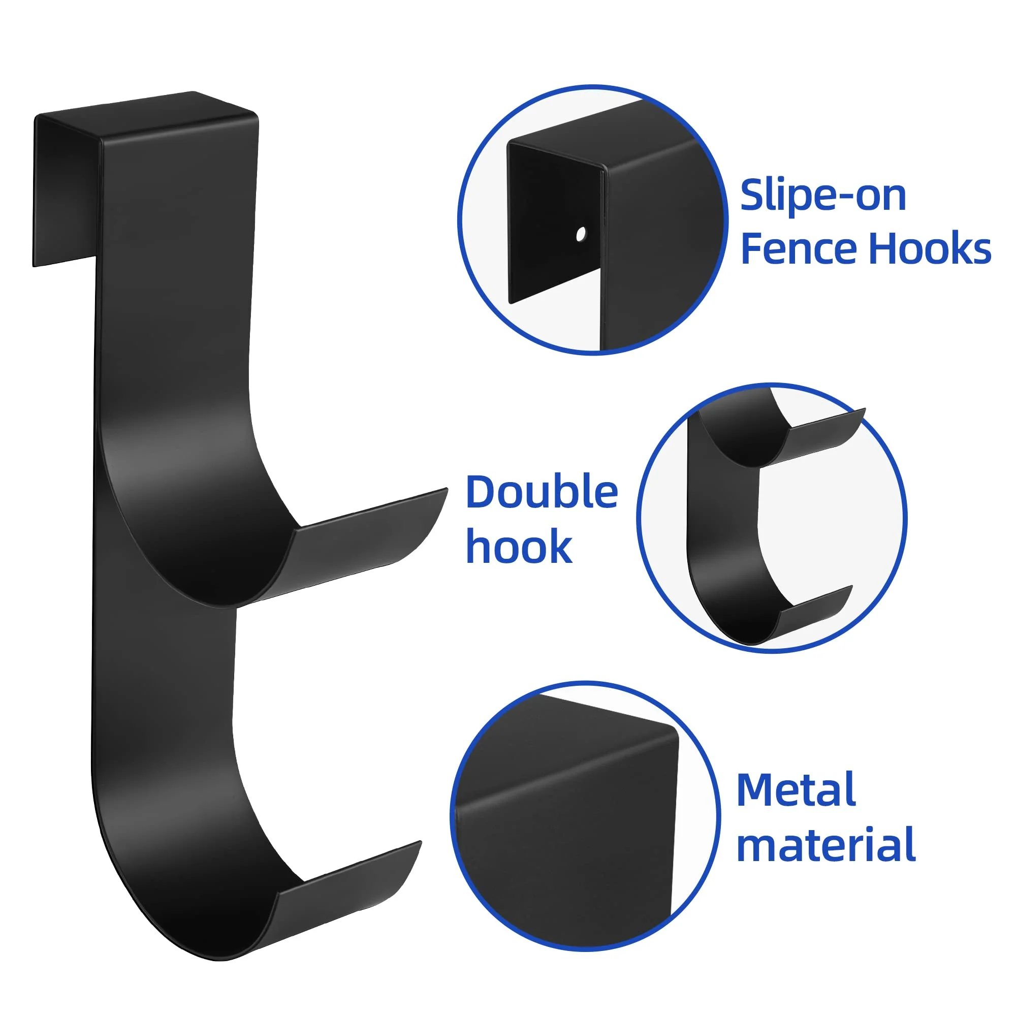 codree 2 Pcs Pool Fence Hooks for Pool Equipment- Black Heavy Duty Fence Hooks for Pool Poles- Slipe-on Fence Hanger for Pool Hose Pool Skimmer, Fit 3/4 Inch to 1-1/4 inch Railing - Image 6
