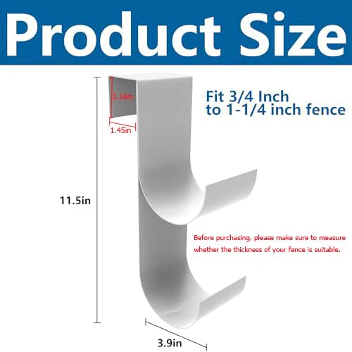 codree 2 PCS Pool Fence Hooks for Pool Equipment, White Heavy Duty Fence Hooks for Pool Poles, Slipe-on Fence Hanger for Pool Hose Pool Skimmer, Fit 3/4 Inch to 1-1/4 inch Railing - Image 7
