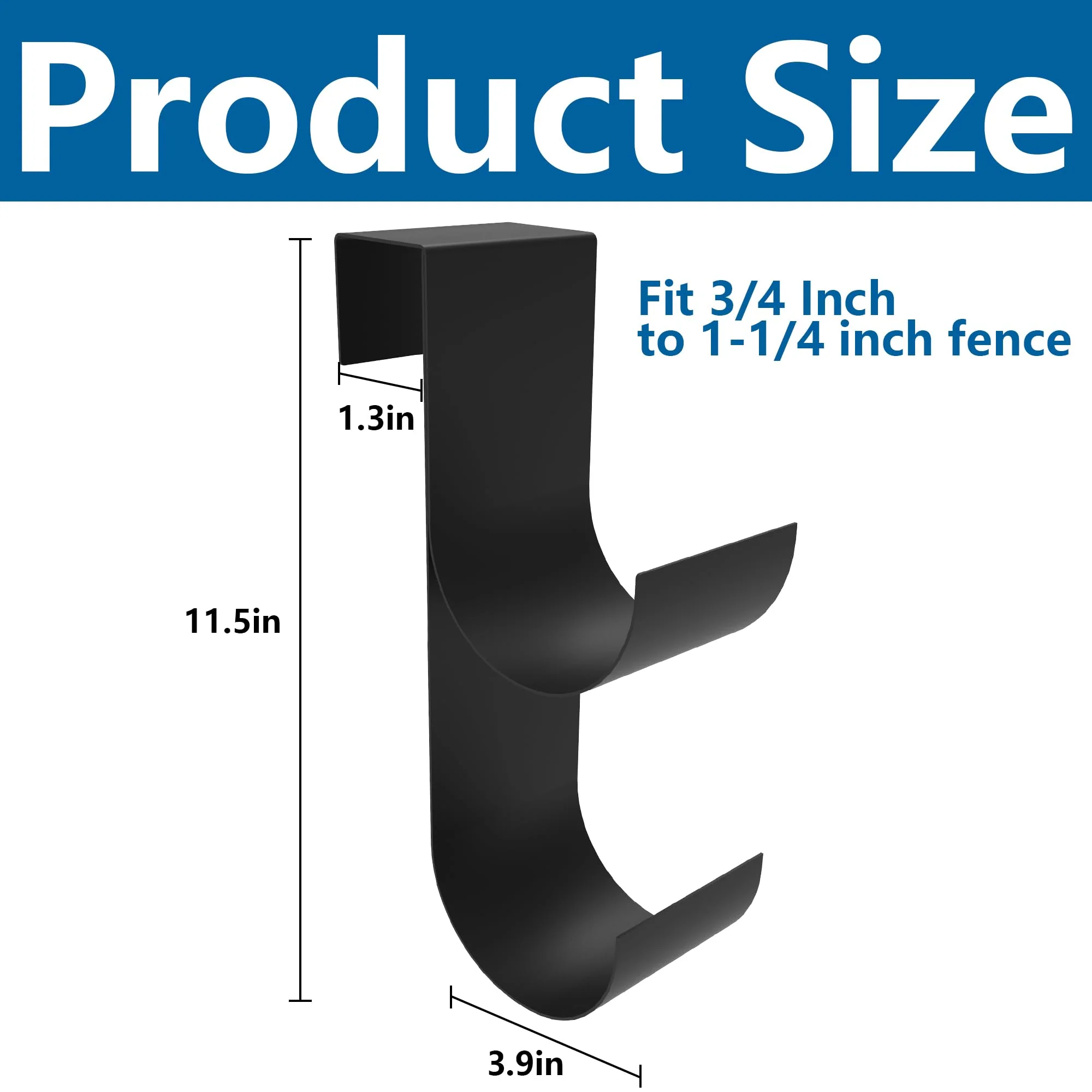 codree 4 Pcs Pool Fence Hooks for Pool Equipment, Black Heavy Duty Fence Hooks for Pool Poles, Slipe-on Fences Hanger for Pools Hose Pools Skimmer, Fit 3/4 Inch to 1-1/4 inch Railing - Image 7