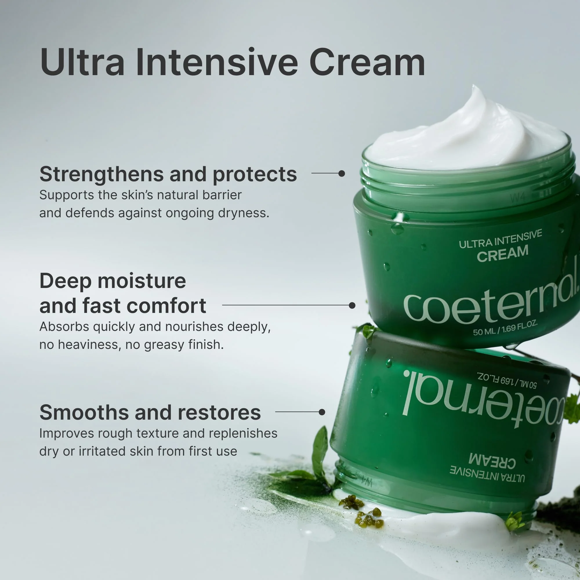 coeternal Ultra Intensive Cream, Hydrating Korean Face Moisturizer with Niacinamide, Arginine & Algae11 Extracts, Non-greasy Barrier Cream for Dry, Oily or Sensitive Skin, 50ml / 1.69 fl.oz. - Image 8