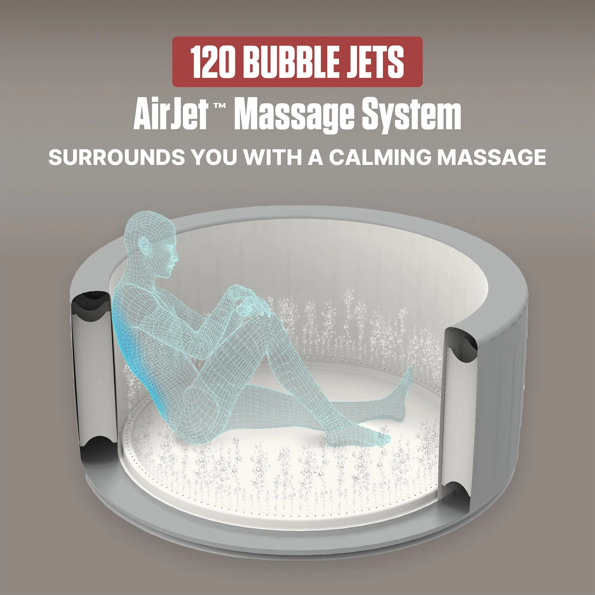 Coleman Miami 2 to 4 Person Inflatable Hot Tub, Round Energy-Efficient Portable Outdoor Spa with 120 AirJets, 71" x 26" - Image 5