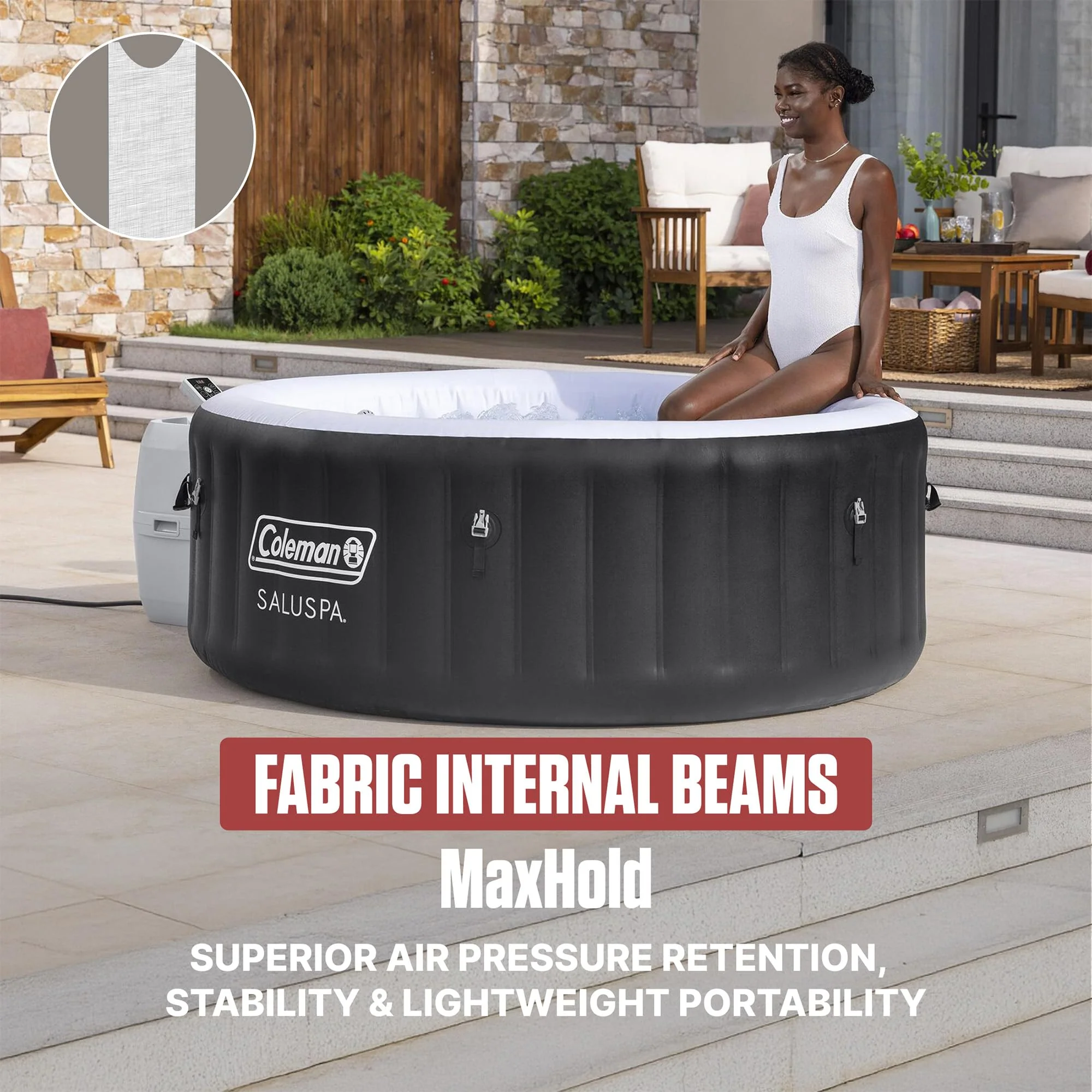 Coleman Miami 2 to 4 Person Inflatable Hot Tub, Round Energy-Efficient Portable Outdoor Spa with 120 AirJets, 71" x 26" - Image 8