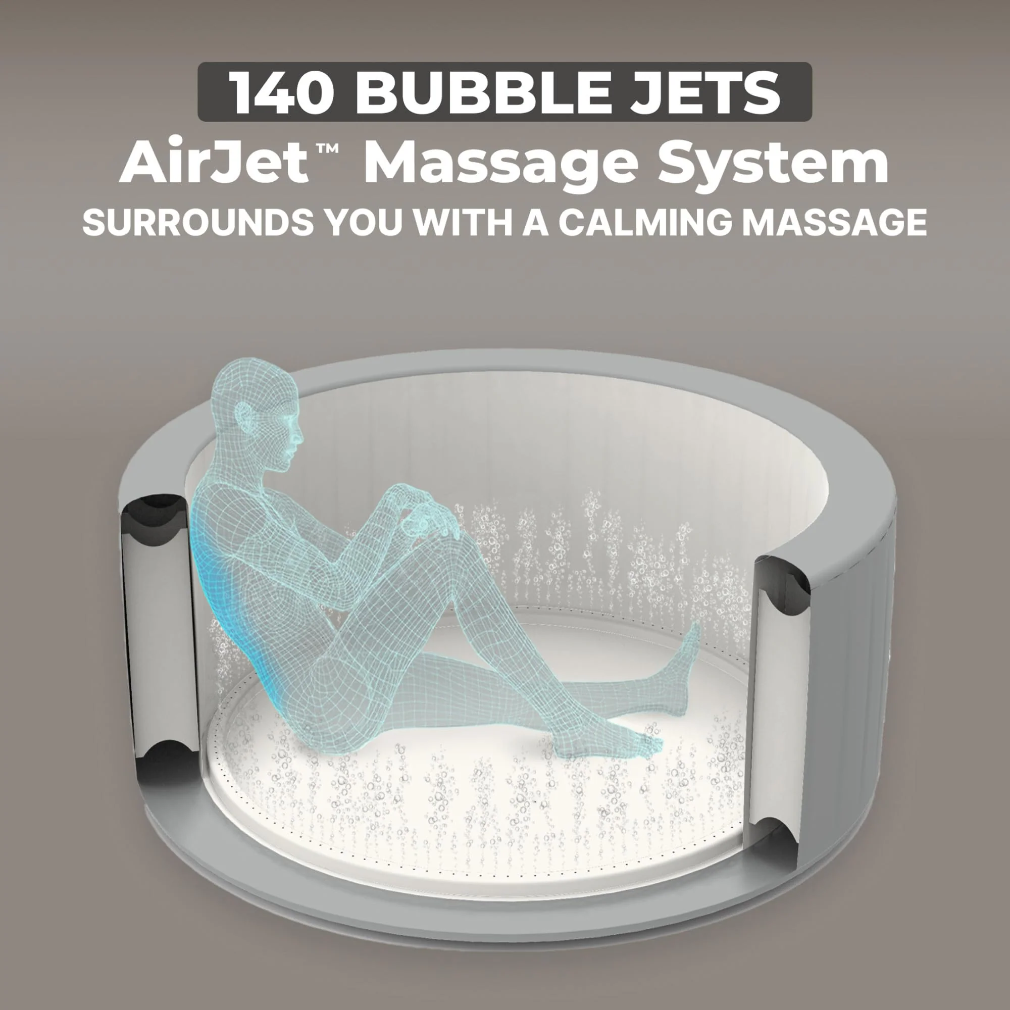 Coleman SaluSpa Atlantis AirJet Inflatable Hot Tub, 4 to 6 Person Square Portable Outdoor Spa with 140 Air Jets, App Control and EnergySense Insulated Cover, 71" x 28" - Image 4