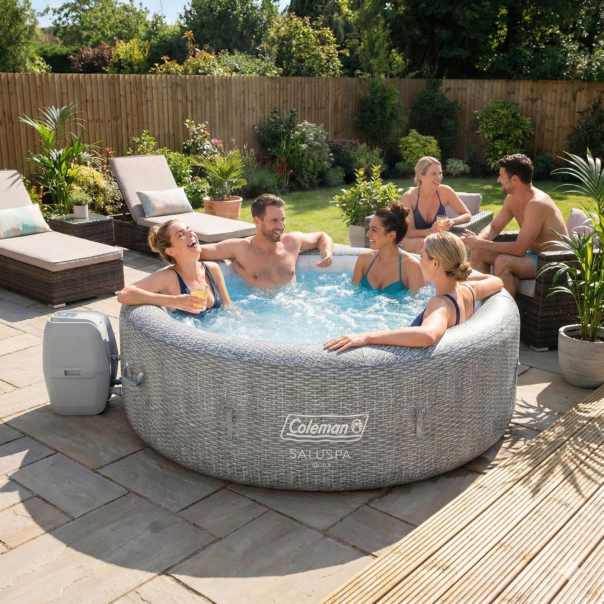 Coleman Sicily Energy-Efficient AirJet Inflatable Hot Tub 5-7 Person with App-Control - Image 9