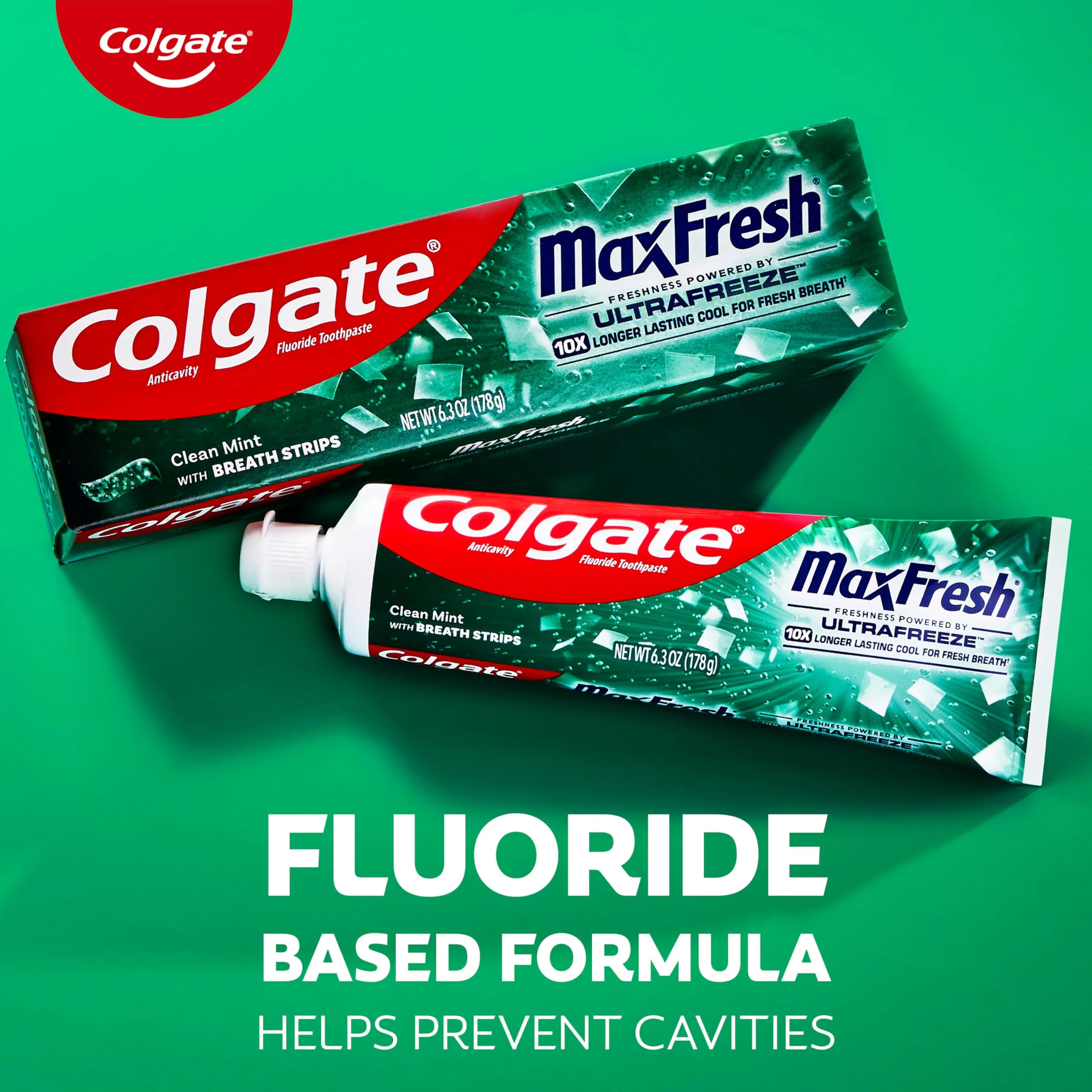 Colgate MaxFresh Clean Mint Toothpaste Pack, Fresh Breath Toothpaste with Fluoride and Hundreds of Mini Breath Strips, Leaves Mouth Feeling Refreshed for Hours, 4 Pack, 6.3 oz - Image 6