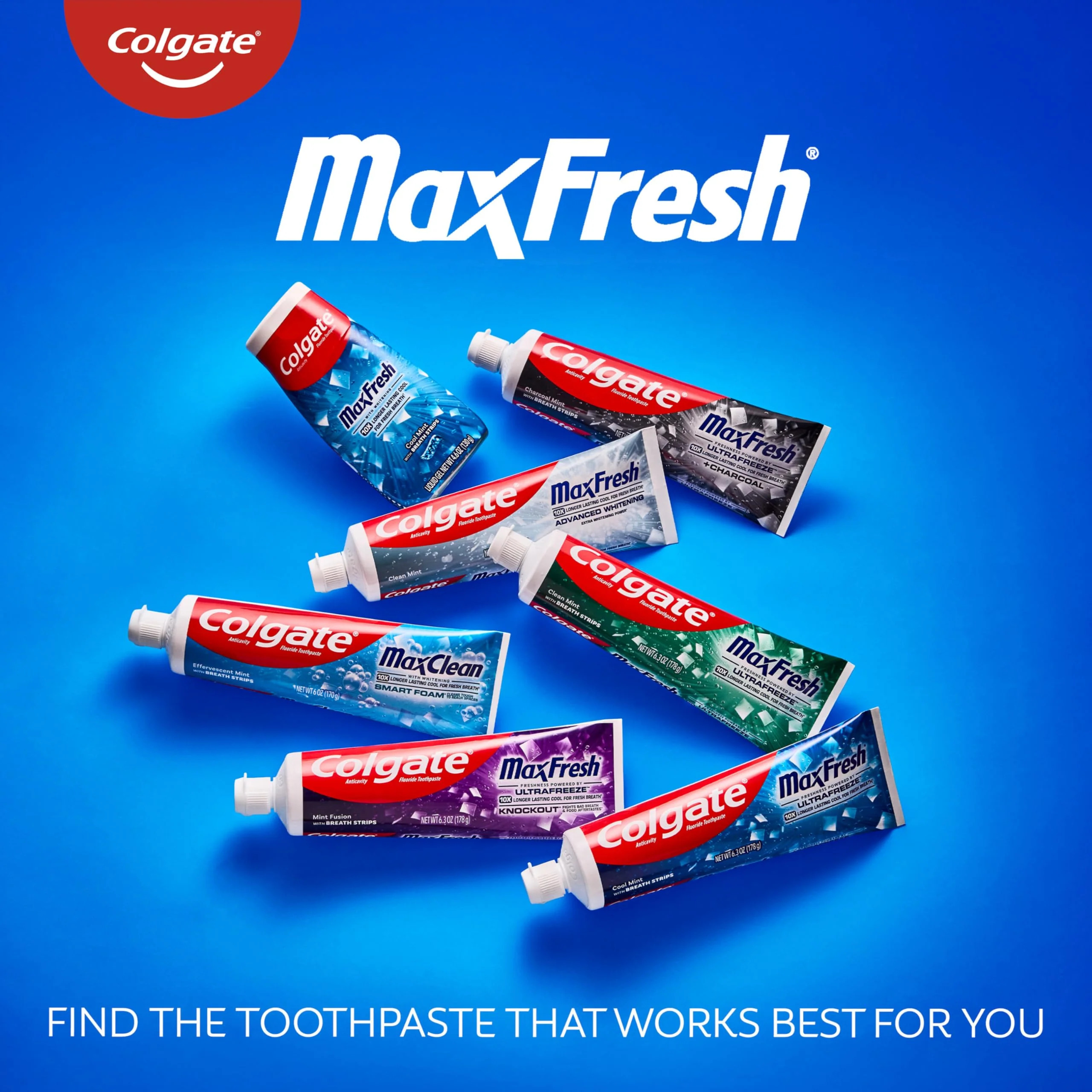 Colgate MaxFresh Clean Mint Toothpaste Pack, Fresh Breath Toothpaste with Fluoride and Hundreds of Mini Breath Strips, Leaves Mouth Feeling Refreshed for Hours, 4 Pack, 6.3 oz - Image 8